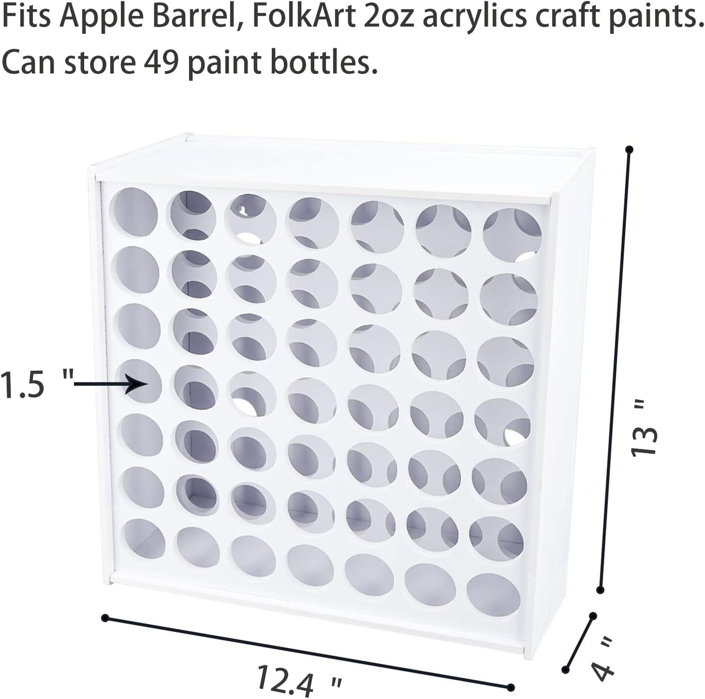 49 Holes Craft Paint Storage Organizer Vertical Paint Rack Stand for Apple Barrel, Folkart -2oz Craft Paints, Wall-mounted