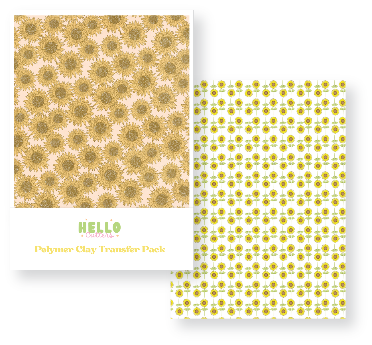 4 pcs Sunflower Transfer Sheet Set for Polymer Clay Jewelry by Hello Cutters