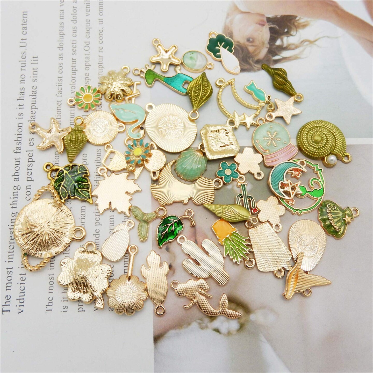 30 Pieces Mixed Enamel Green Theme Charms Pendants for Jewelry Making Bulk lot Necklace Earrings Bracelet Craft Findings