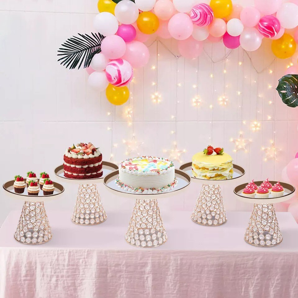 Golden Cupcake Dessert Display Holder Cake Stand for Wedding 5-Piece Set