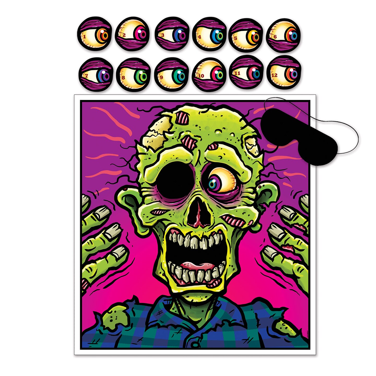 Beistle - Pin The Eyeball On The Zombie Game - 19&#x22; x 17&#xBD;&#x22; - 24 Pack
