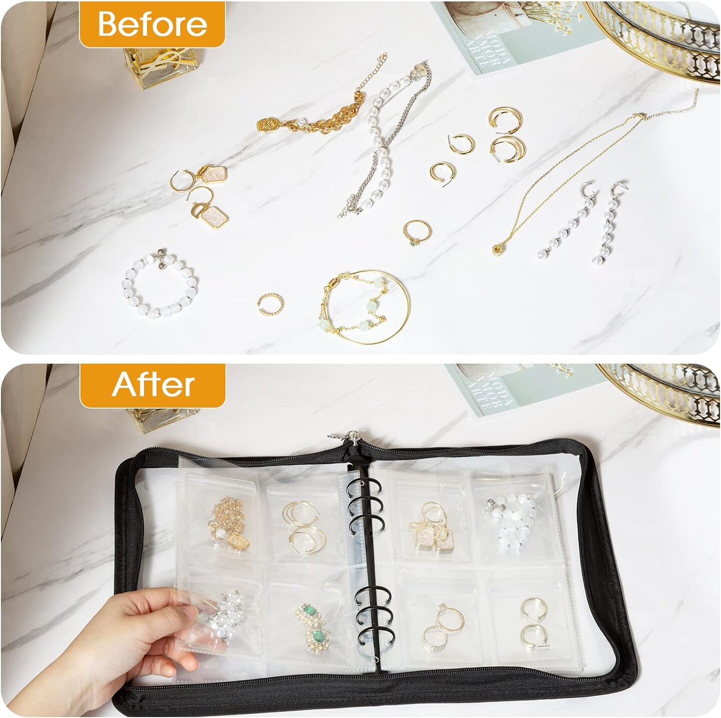 Transparent Jewelry Storage Book &#x2013; 84-Grid Clear Travel Organizer for Necklaces, Earrings, Rings, Bracelets