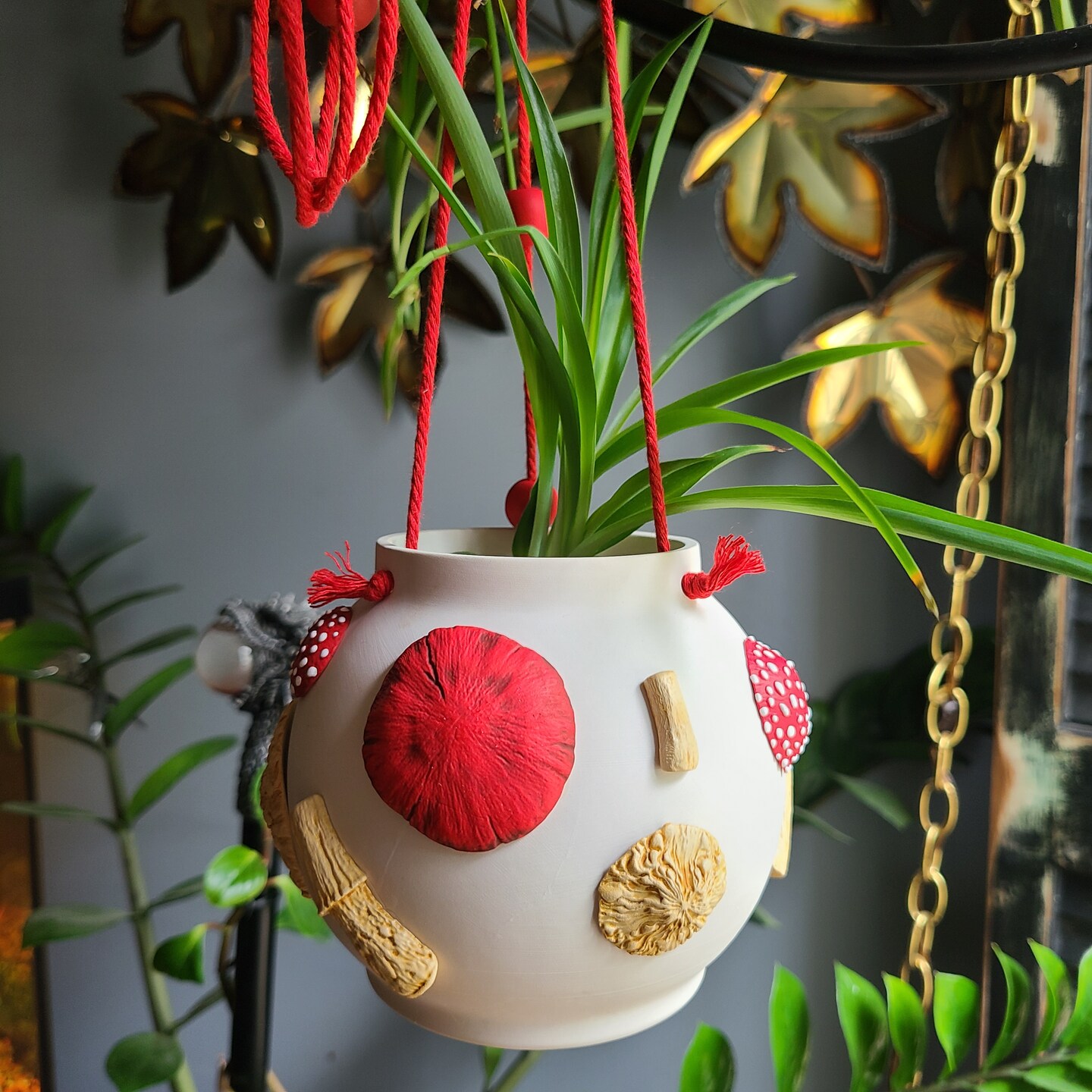 Mushroom pieces and stems hanging plant pot | MakerPlace by Michaels