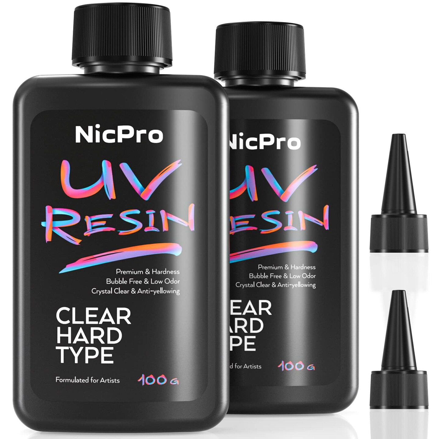 Nicpro UV Resin 200g, 2 PCS Crystal Clear UV Glue Hard, High Viscosity
