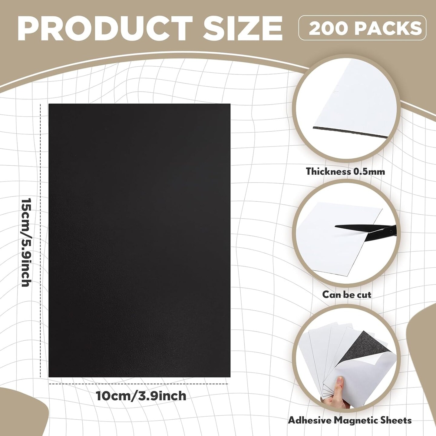 200 Pcs 4" x 6" Adhesive Magnetic Sheets Cuttable Magnetic Sheets with Adhesive Backing Magnetic Paper Magnet Stickers Flexible Peel and Stick Magnets for Picture Crafts Die Storage Photos