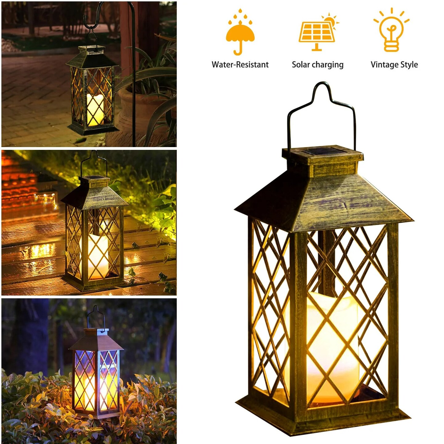 Solar Lantern Hanging Light LED Outdoor Yard Patio Garden Decor Lamp Waterproof