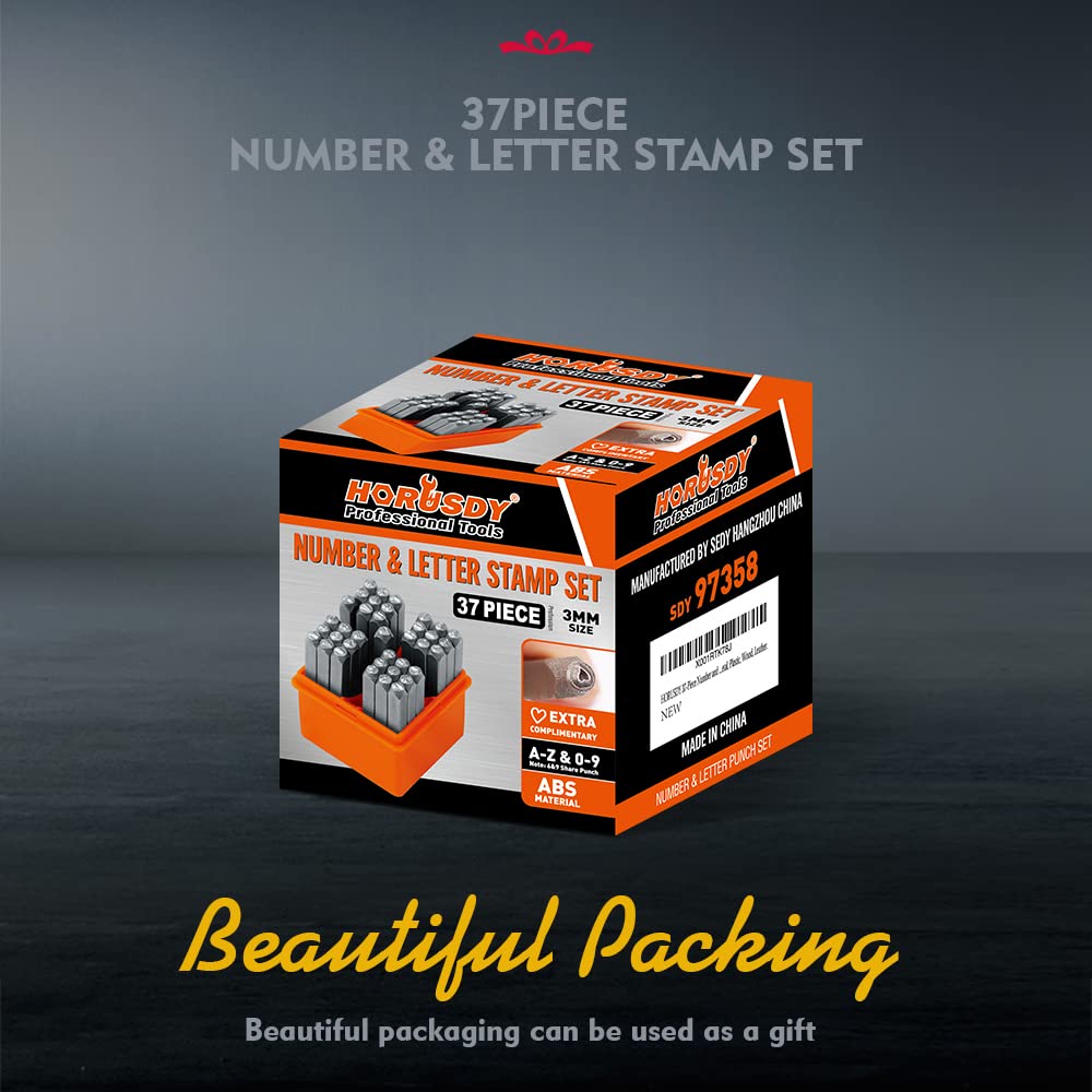 37 Pieces Number and Letter Stamp Set 1/8 (3mm) (A-Z &#x26; 0-9 + Love) Punch Perfect for Imprinting Metal Stamping kit, Plastic, Wood, Leather.
