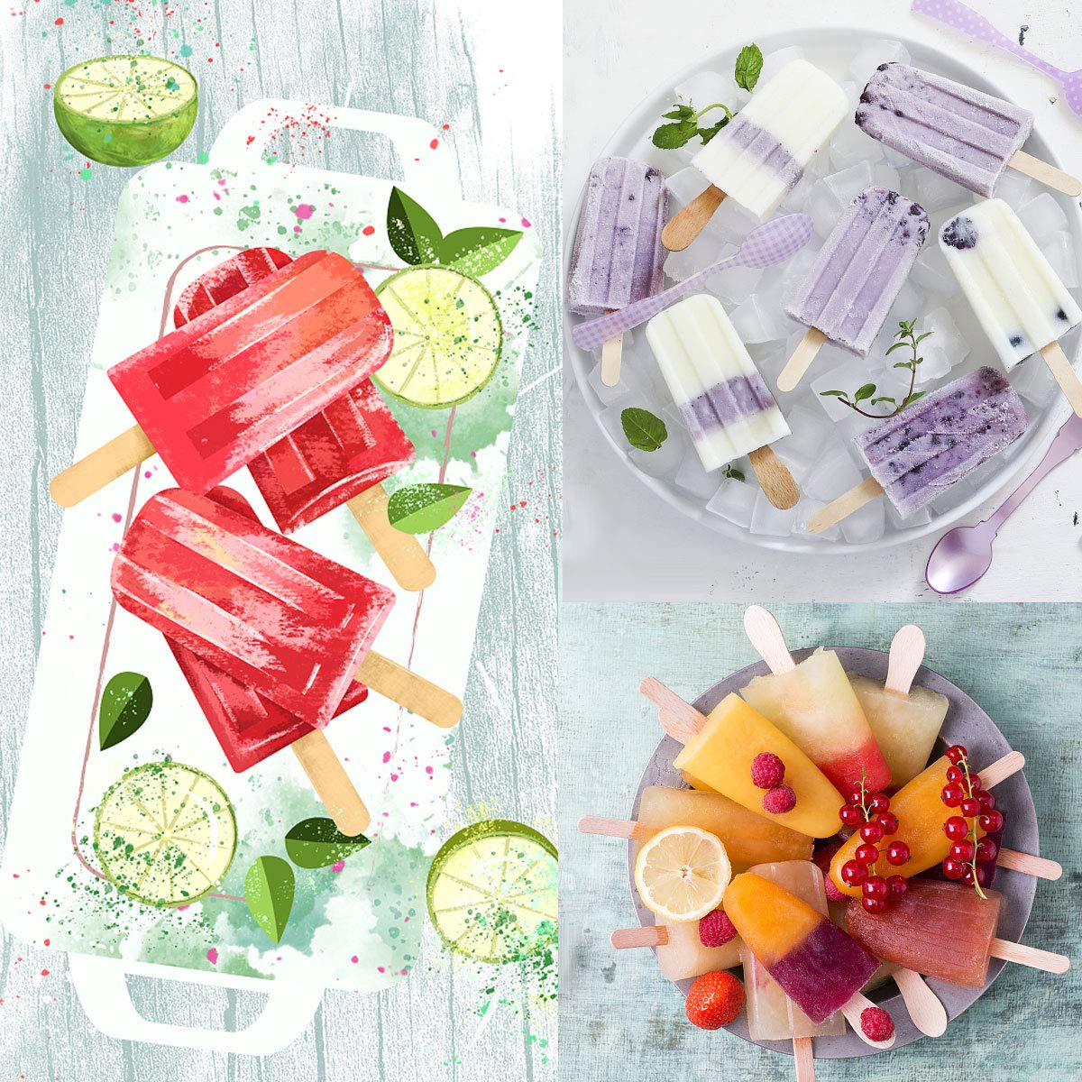 Homemade ICE Popsice Molds Food Grade BPA-Free with Popsicles Maker Sticks Popsicles Bags A Funnel, Popcycle Maker (Red-10 Cavity)