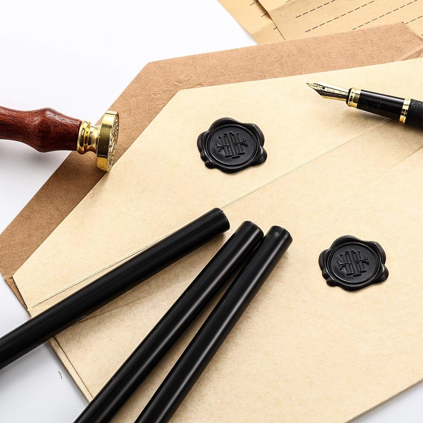 15 Pieces Glue Gun Sealing Wax Sticks for Retro Vintage Wax Seal Stamp and Letter, Great for Wedding Invitations, Cards Envelopes, Mails, Wine Packages, Gift Wrapping(Black)