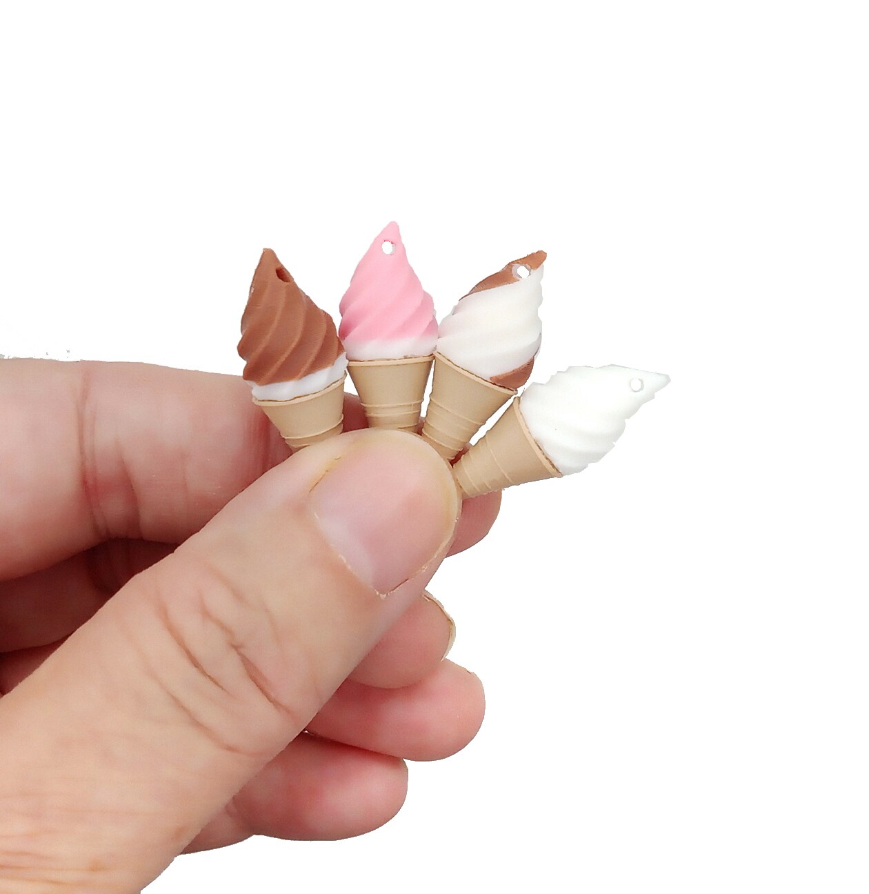 Small Ice Cream Charms, 8pcs, Cute Dipped & Swirl Cones, Pairs for Earrings, Adorabilities