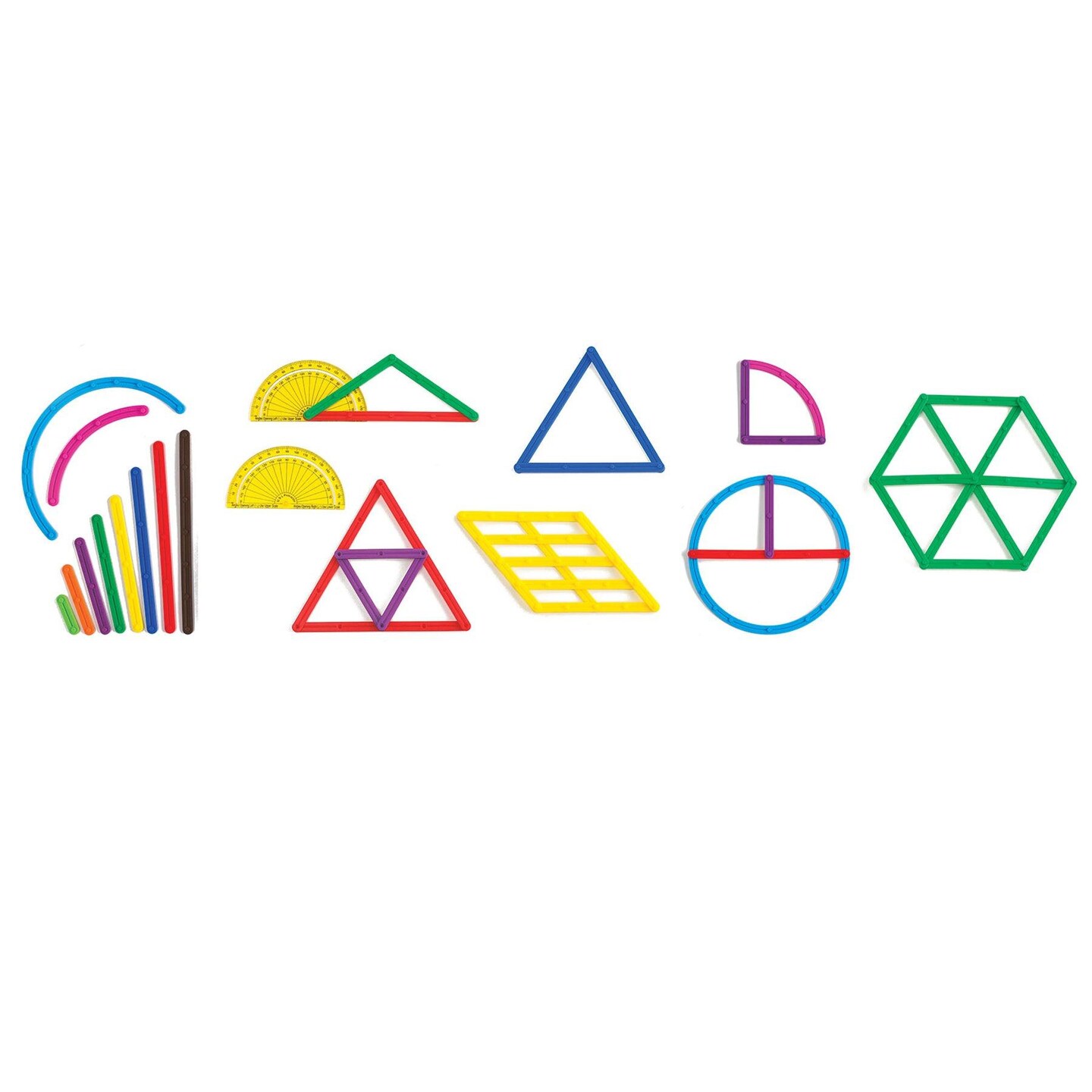 Junior GeoStix - 200 Multicolored Construction Toy Sticks - 30 Double-Sided Activity Cards