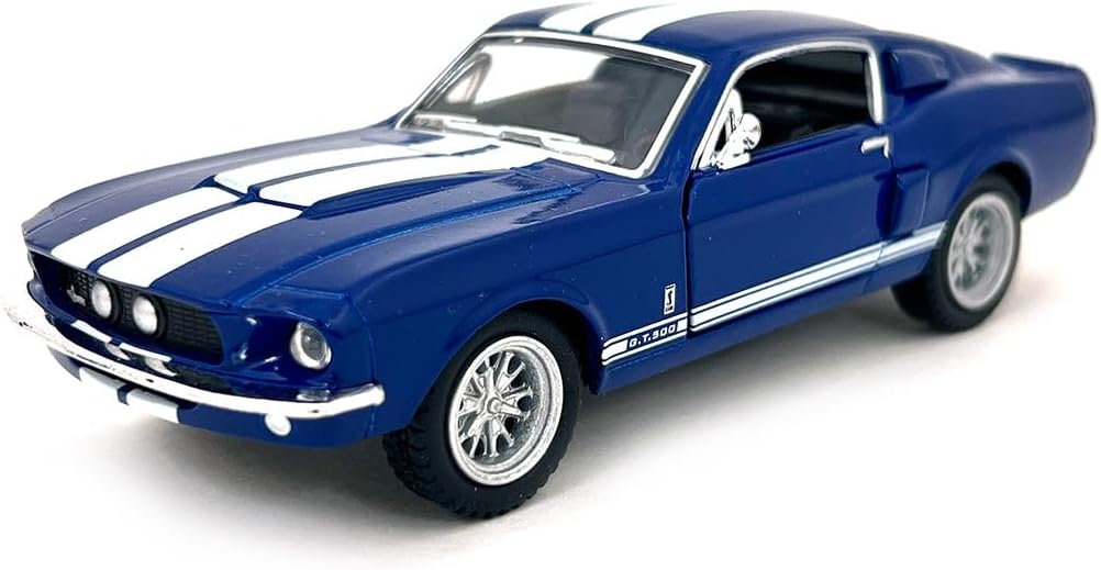 1967 Ford Shelby Mustang GT500 Blue 1:38 Scale 5 Inch Die Cast Model Toy Race Car w/Pullback Action