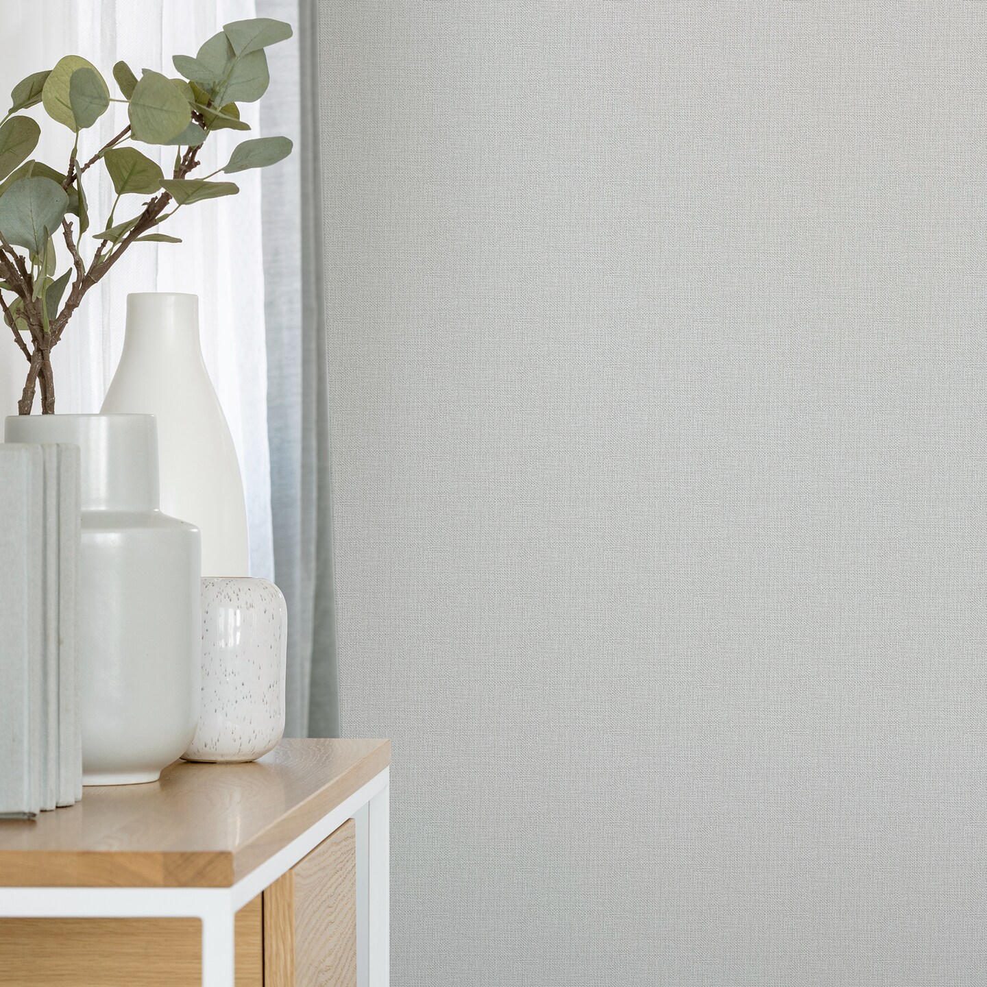 Linen Flat White Wallpaper