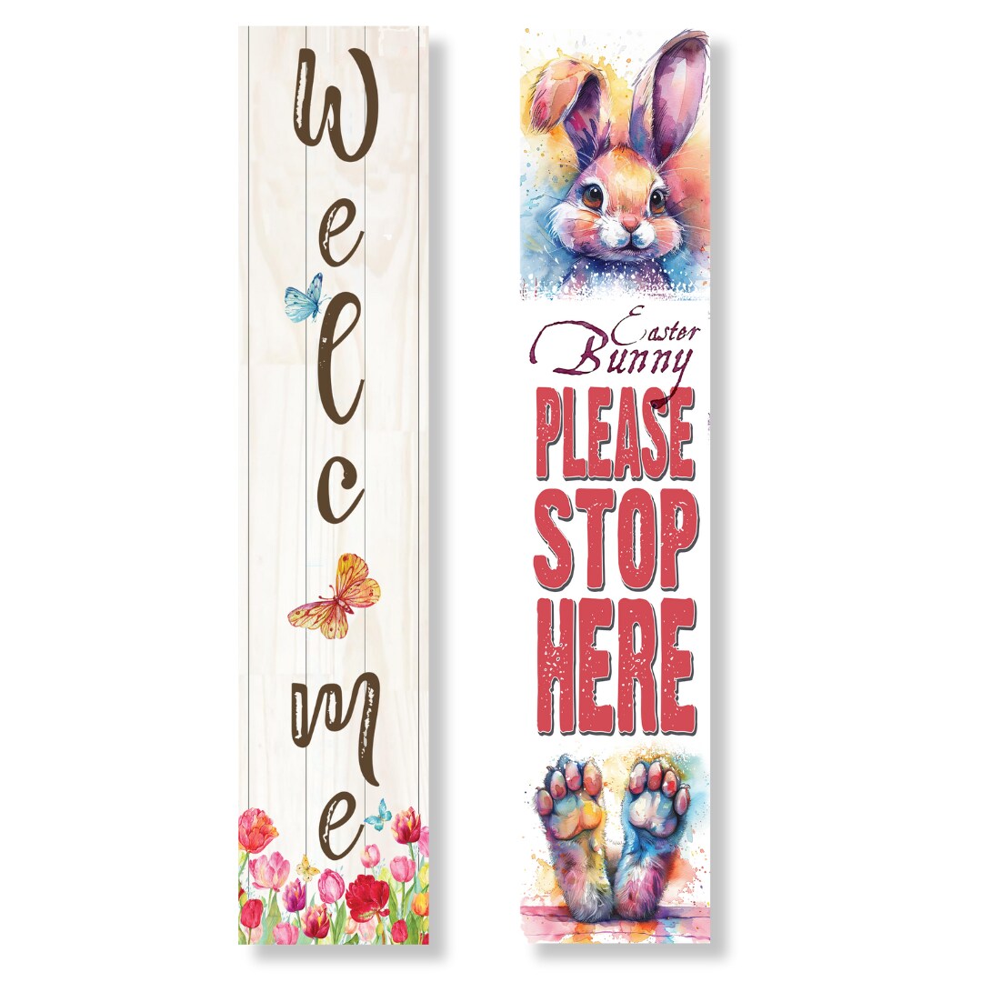 Welcome Butterflies/Easter Bunny - Reversible Porch Board