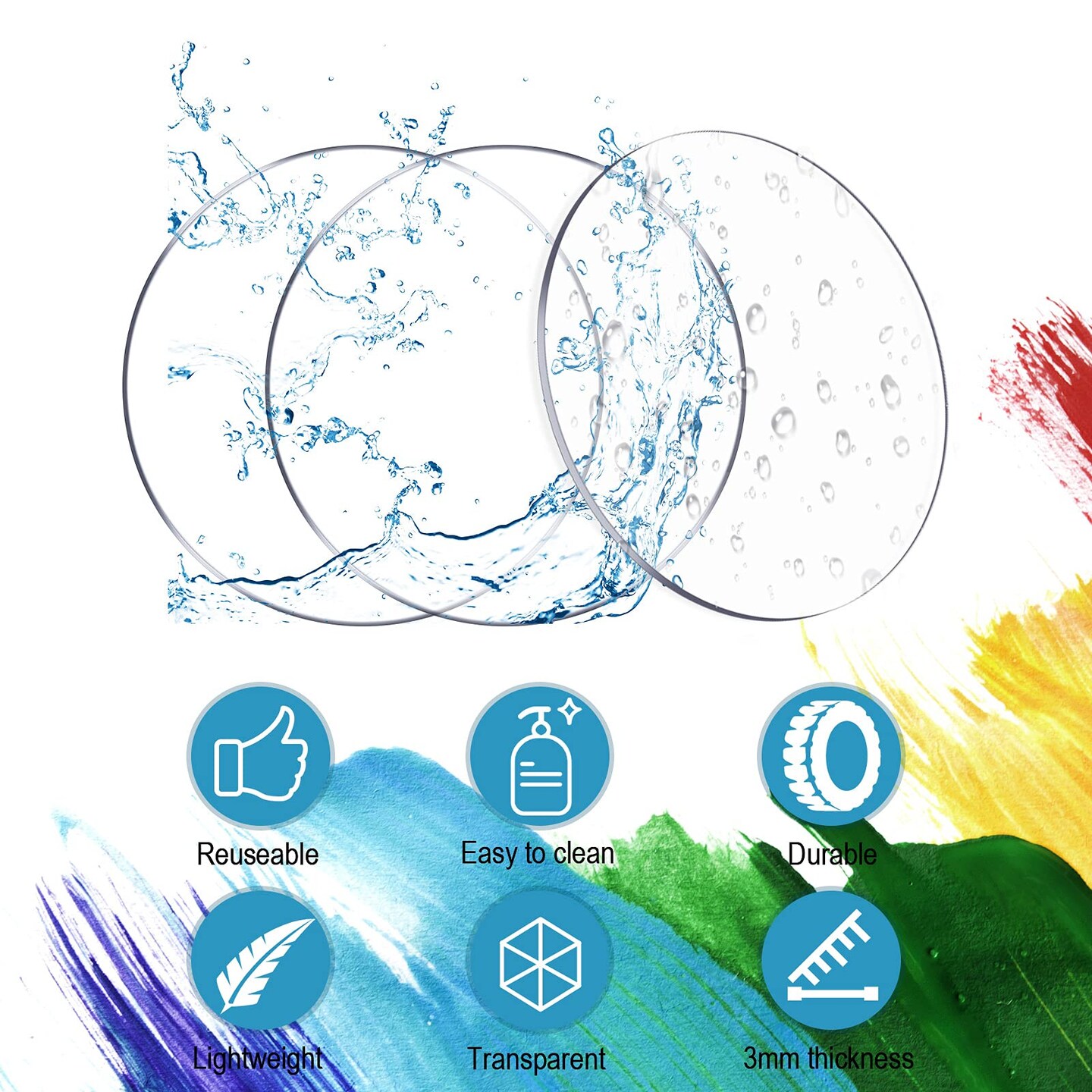 60 PCS Transparent Acrylic Circle Discs Thick Round Acrylic Sheets Acrylic Circle Disc Ornament Blanks Clear Round Acrylic Ornaments for DIY Projects and Crafts (1.5 Inch)