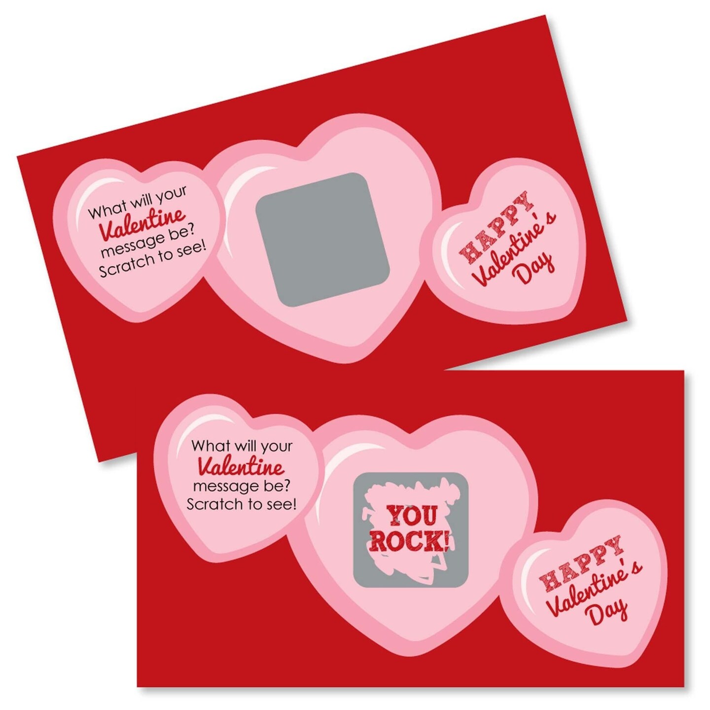 Big Dot of Happiness Conversation Hearts - Scratch Off Valentine's Day Cards - 22 Count