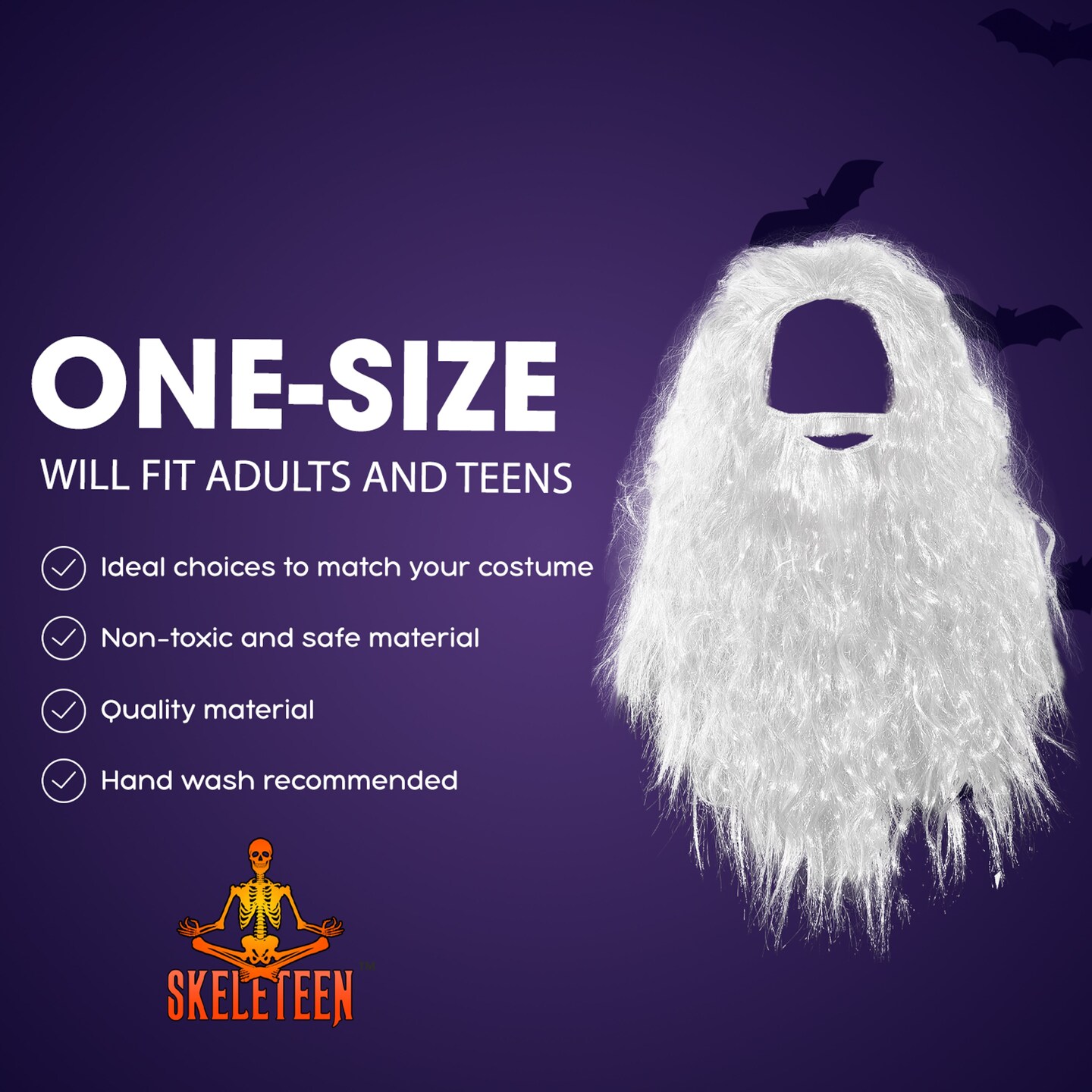 White Wig and Beard &#x2013; Long White Dress Up Costume Accessories Curly Hair Wig for Kids and Adults
