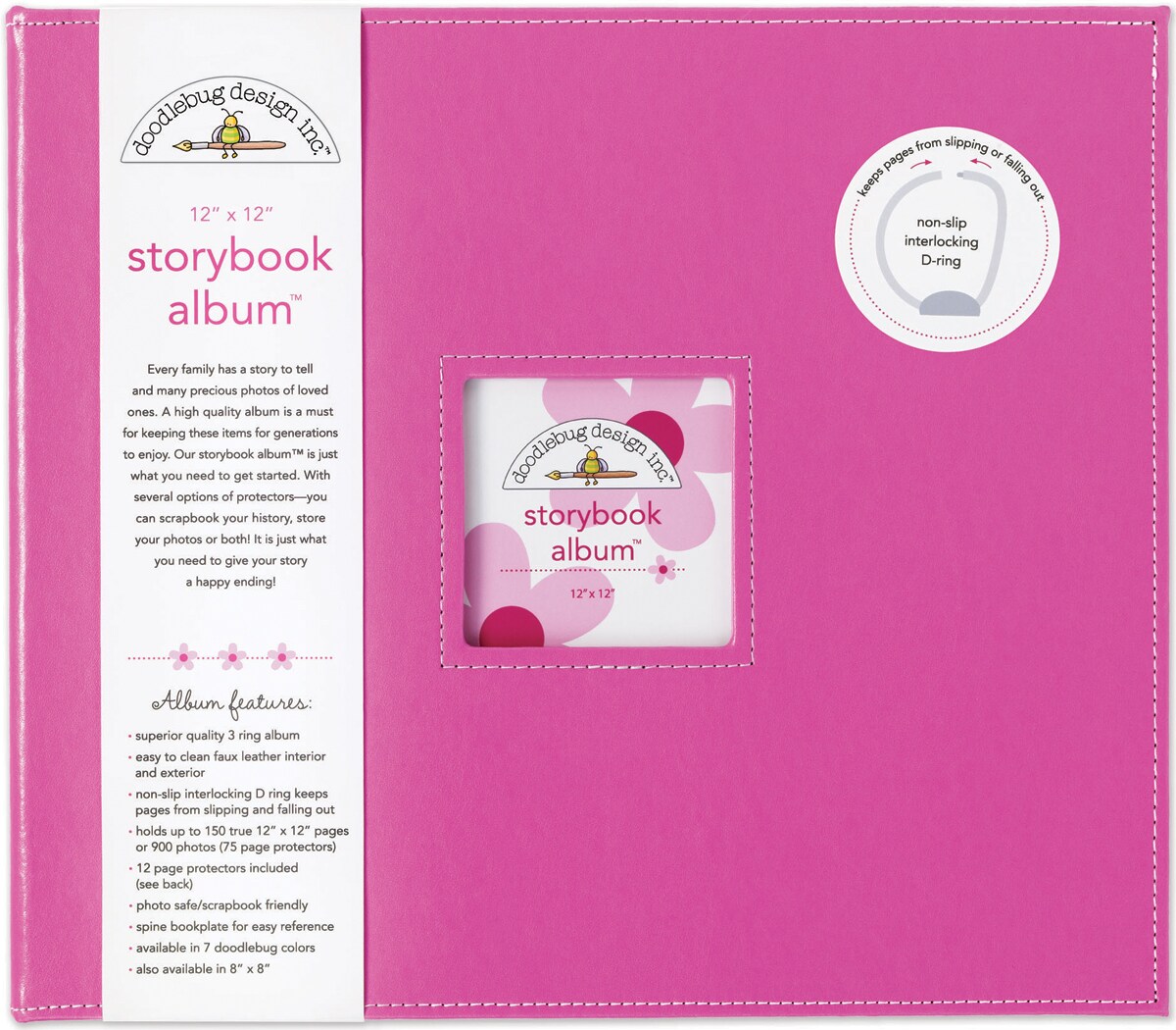 Doodlebug Storybook D-Ring Album 12&#x22;X12&#x22;-Bubble Gum