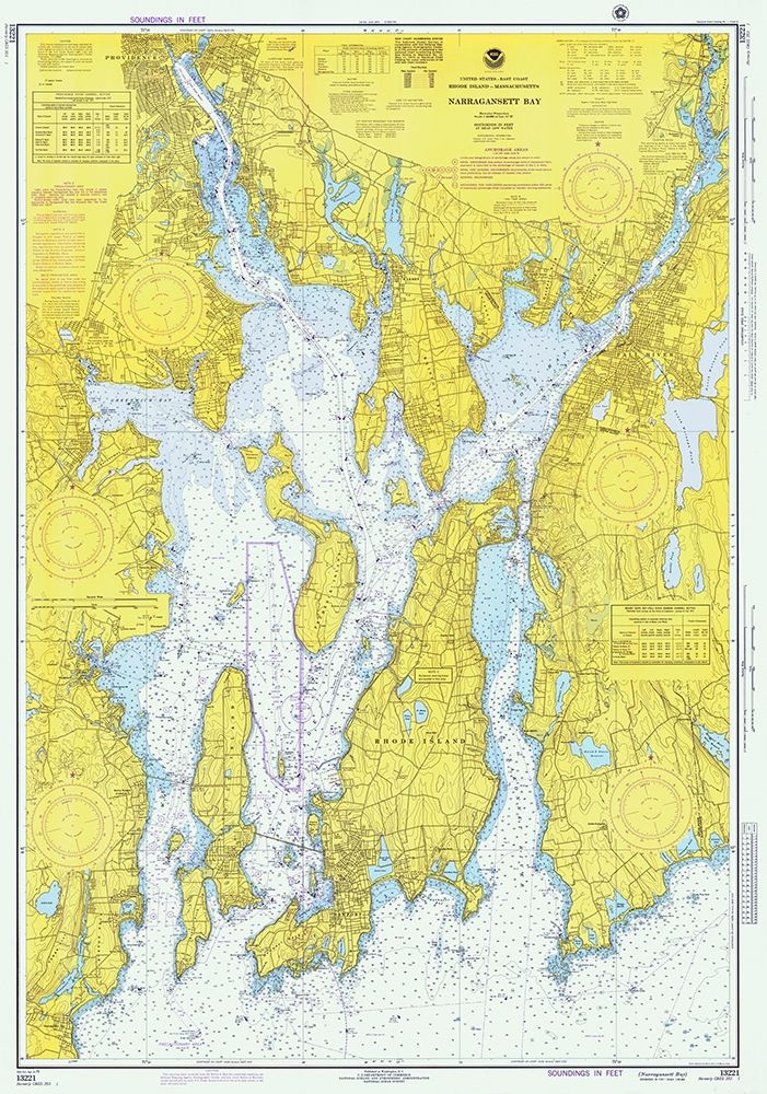 Nautical Chart - Narragansett Bay ca. 1975 Poster Print by NOAA Historical Map and Chart Collection NOAA Historical Map and Chart Collection - Item # VARPDX450523