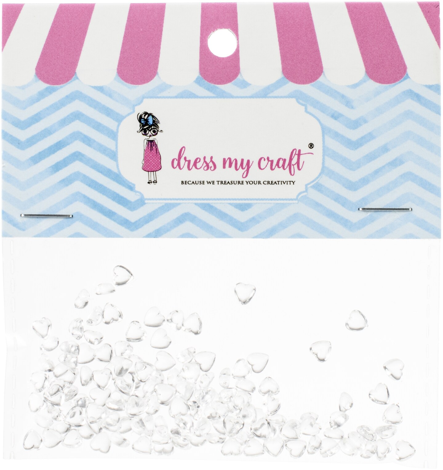 Dress My Craft Water Droplet Embellishments 100/Pkg-Clear Heart Droplets 1