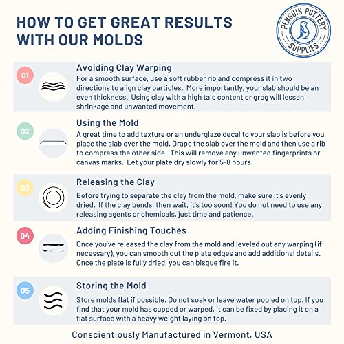 Penguin Pottery - Pottery Mold for Clay - Handbuilding Dish Plate Press Mold - Handbuild Dish Set - Square 8 in x 8 in