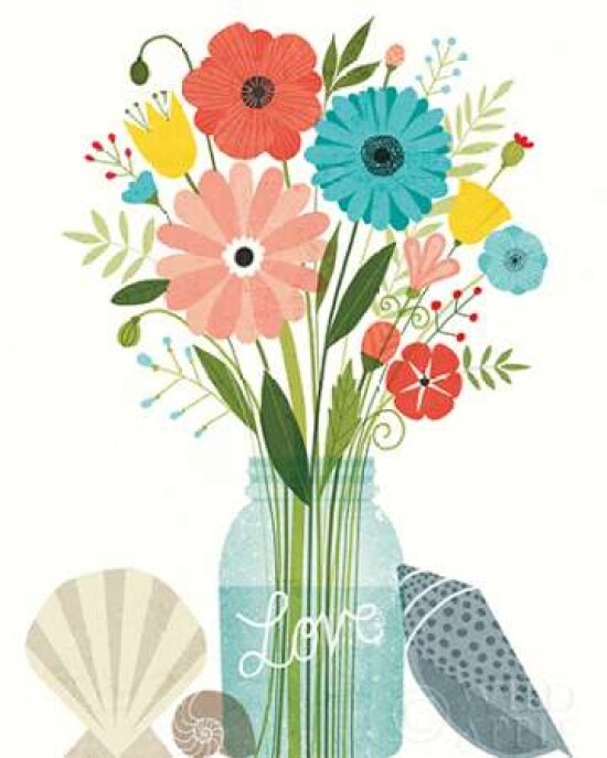 Seaside Bouquet II Mason Jar Poster Print by Michael Mullan - Item # VARPDX23249