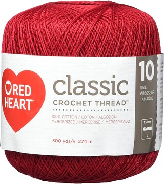 Gomitolo Di Cotone Mercerizzato Red Heart Classic Crochet, Colore 10-Bianco, 1000 Yard, Per Centrini E Accessori