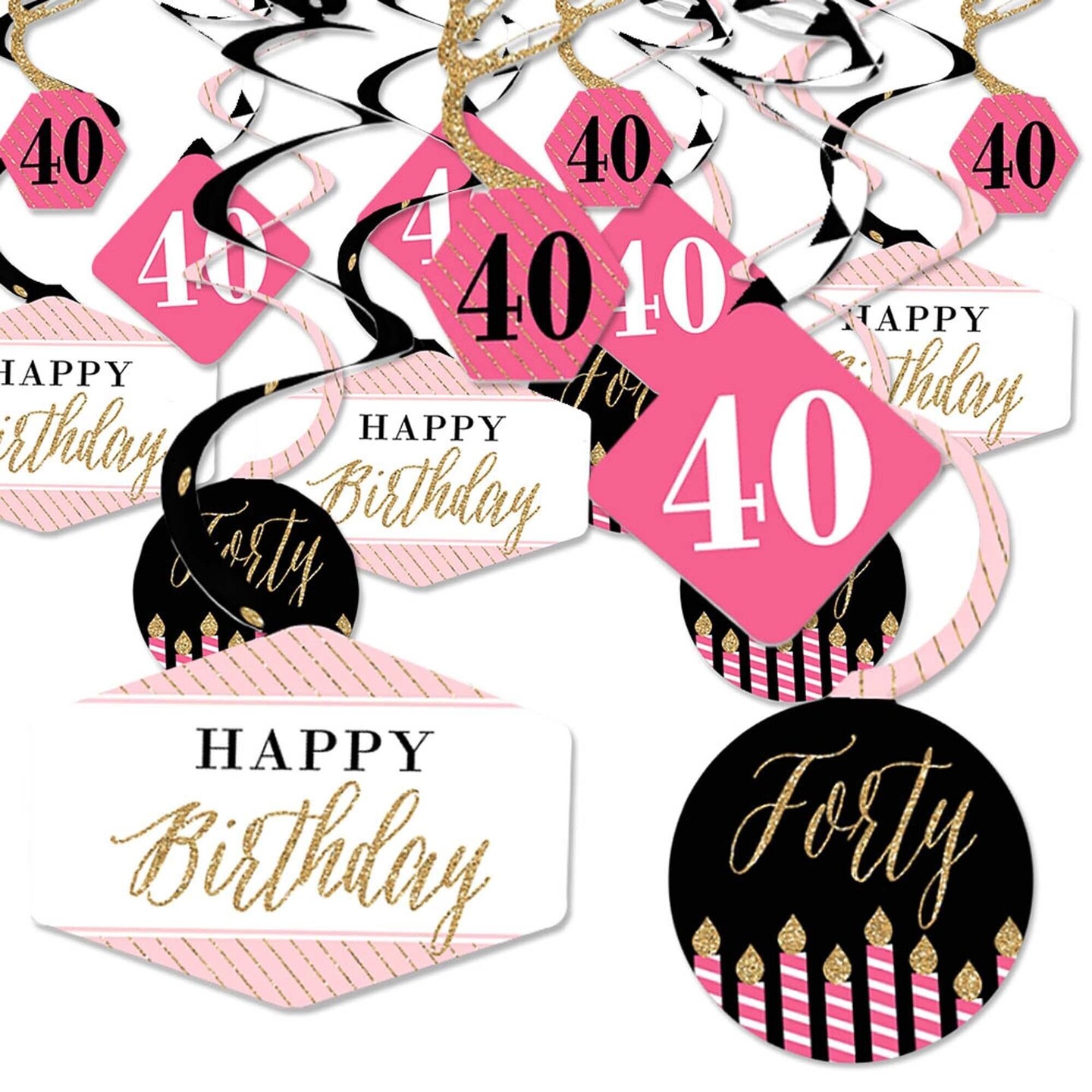 Big Dot of Happiness Chic 40th Birthday - Pink, Black and Gold ...