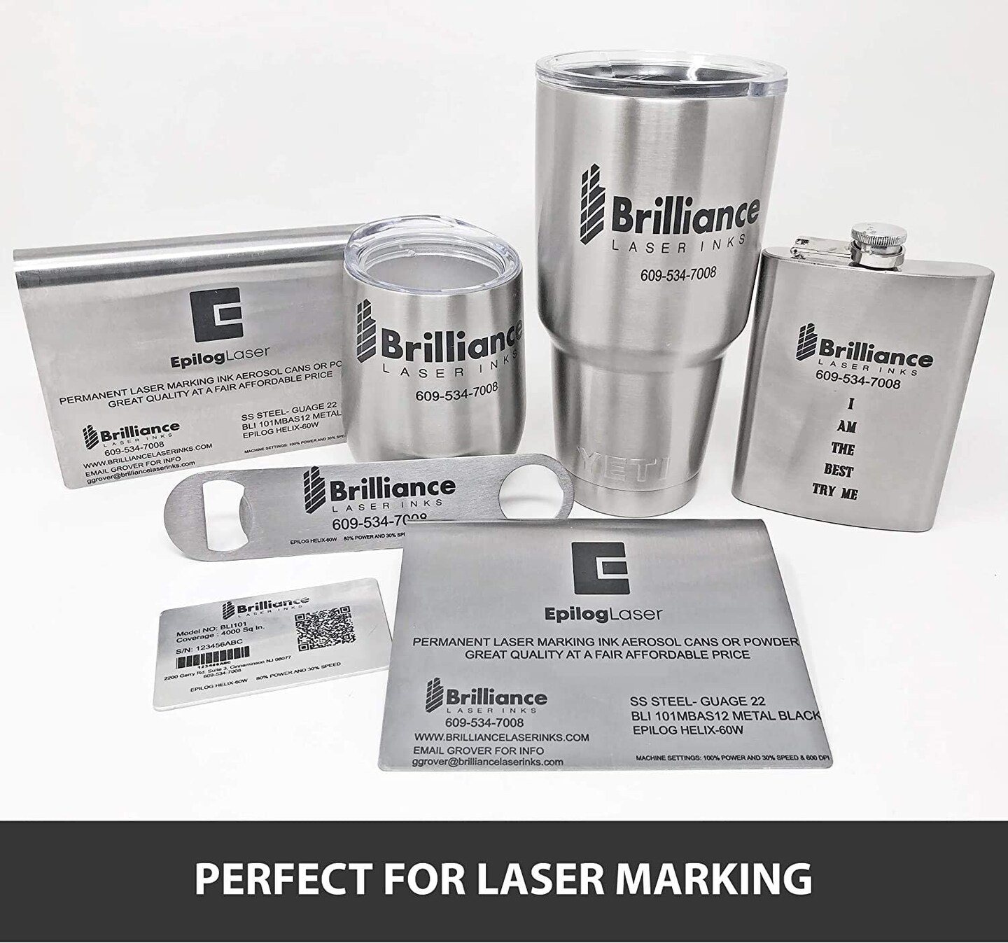 LASER MARKING POWDER-Metals Marking - CO2 Laser - Fiber Laser - YAG, 100% Guarantee, Durable, Permanent, High Contrast, Brilliance Laser Inks - BLI101MBPWD - 50 Grams(FOAM BRUSH INCLUDED)