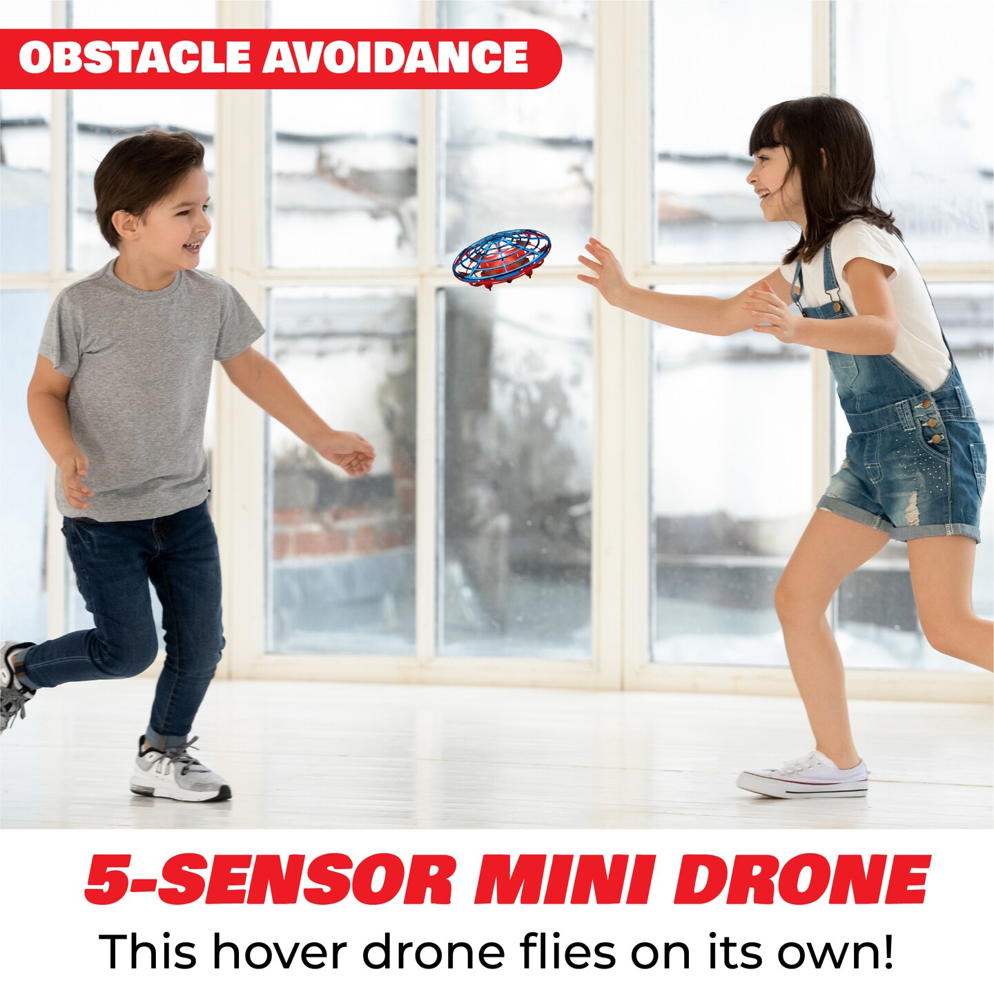 Force1 Scoot Combo Hand Operated Drone for Kids or Adults - Red/Blue