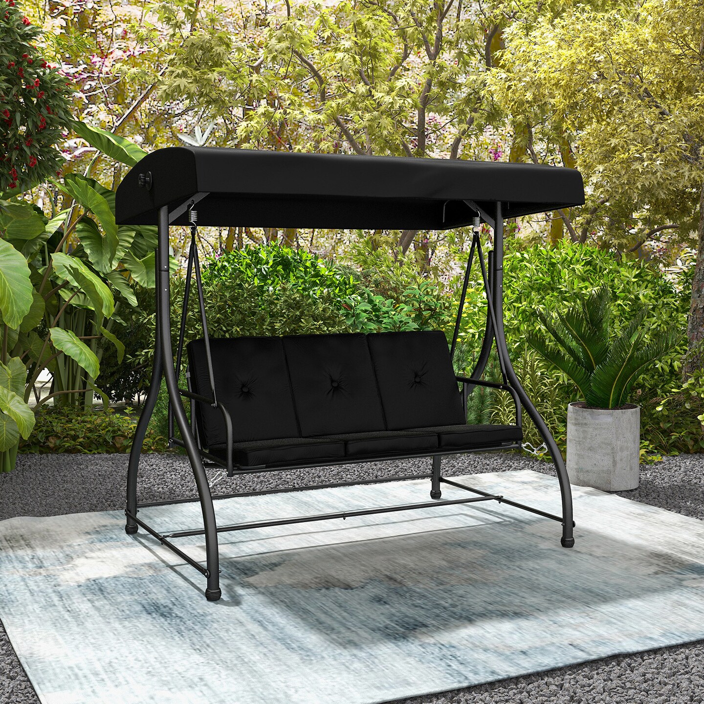 Costway 3-Seat Outdoor Converting Patio Swing Glider Adjustable Canopy Porch Swing Coffee/Black/Wine