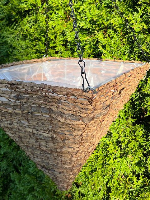 14&#x22; Deep Woven Bud Branch Hanging Basket - Great for FERNS