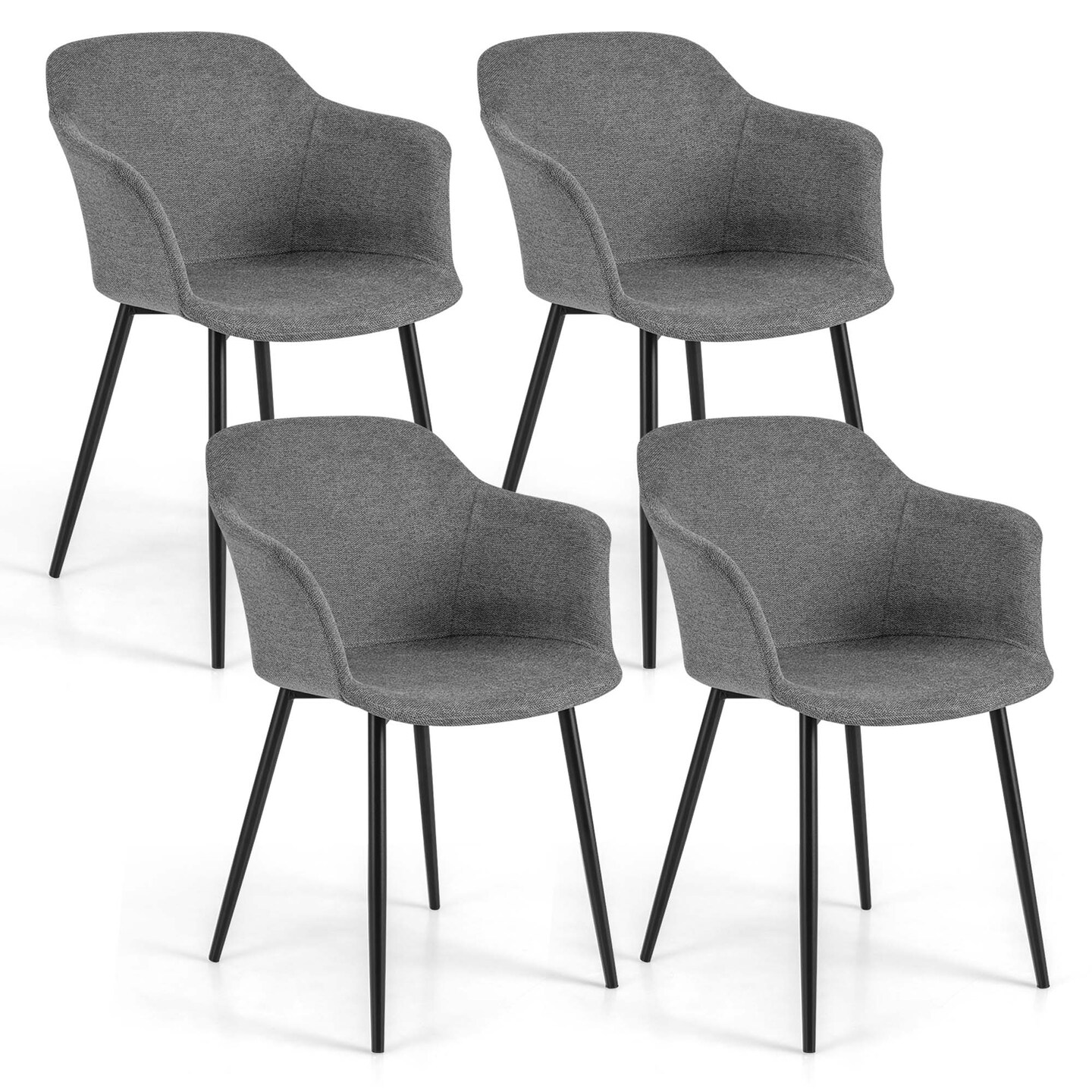 Costway Set of 4 Dining Chairs Upholstered Accent Side with Backrest ...