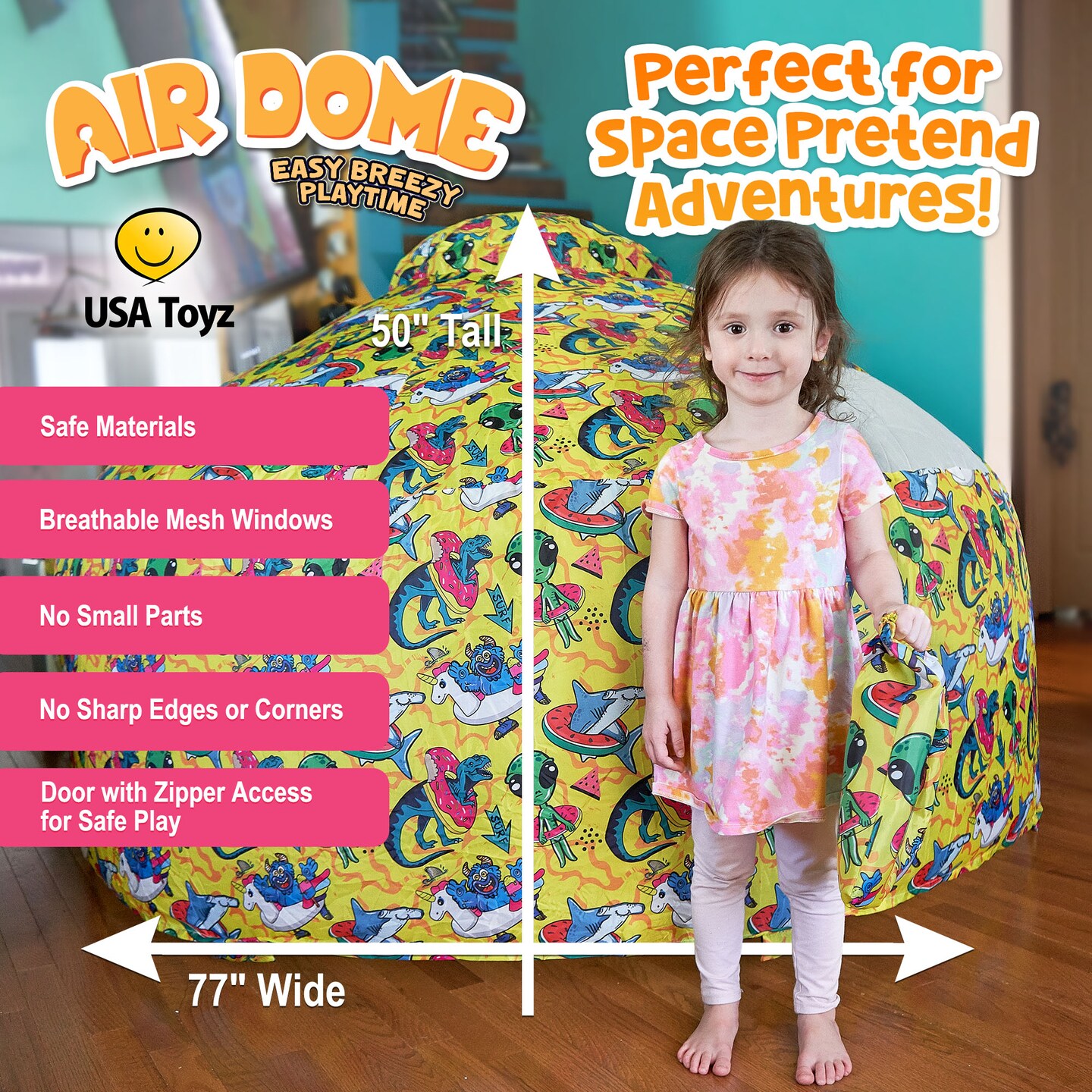 USA Toyz Air Dome Dinosaur Shark Pop Up Tent for Kids