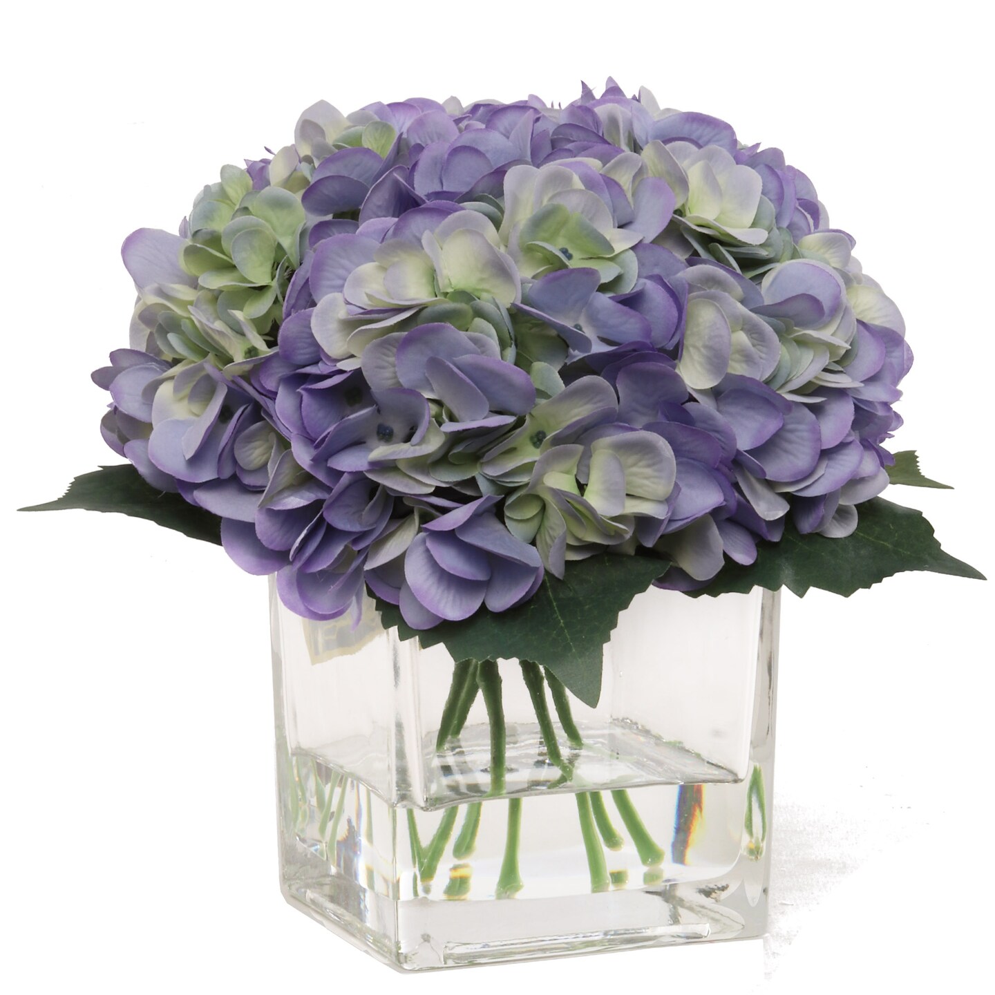 16&#x22; Periwinkle Hydrangea Flowers - Faux Blooms, Glass Vase with Water Look, Elegant Home &#x26; Office Decor, Event Centerpiece - Perfect Year-Round Accent, Floral Home by Artificial Flowers