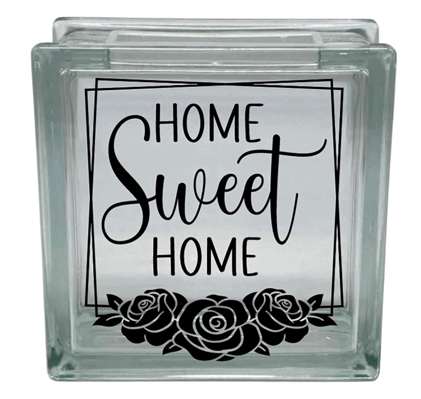 Home Sweet Home Roses Vinyl Decal Sticker for DIY Glass Block Crafts