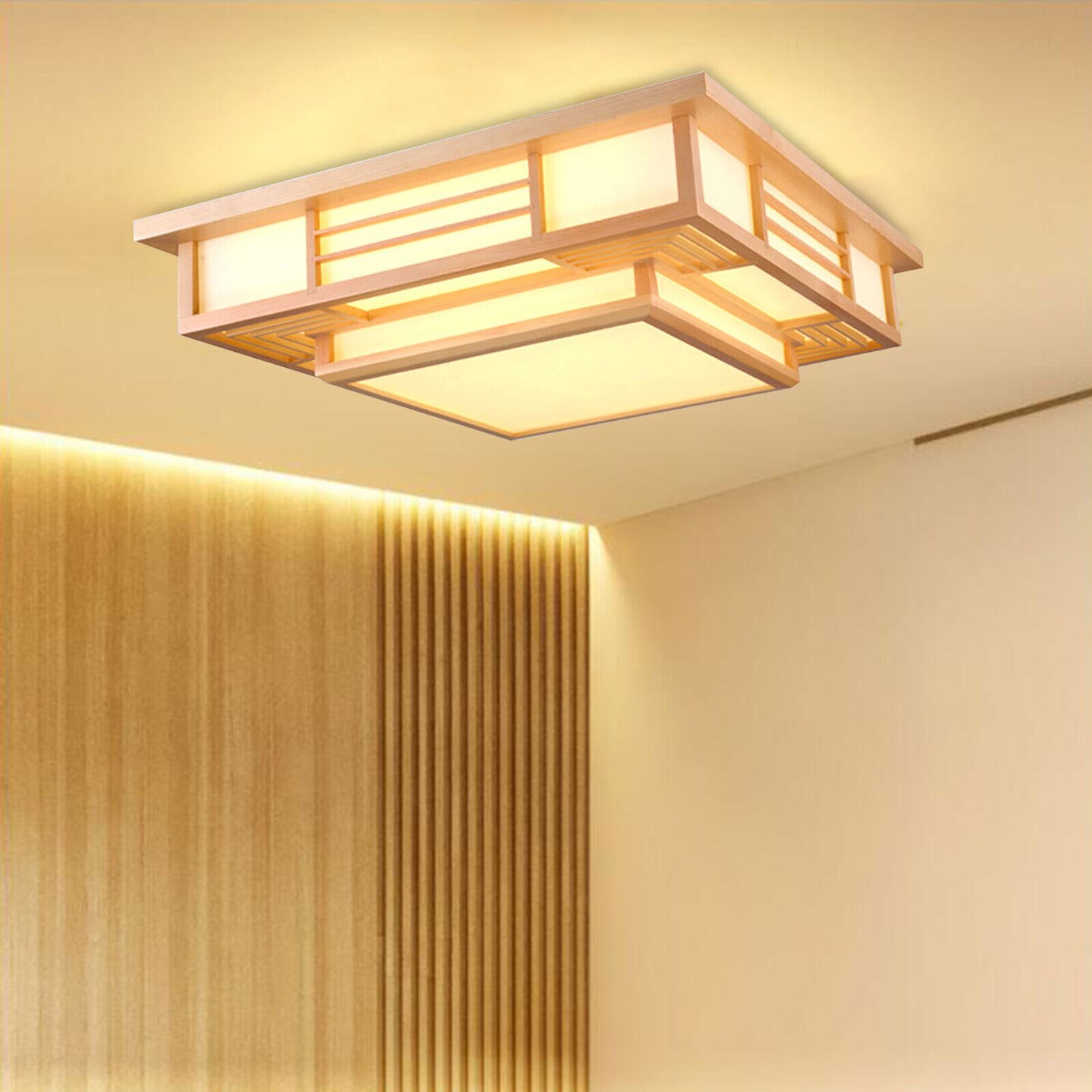 Kitcheniva 48W Wood LED Ceiling Light With Remote