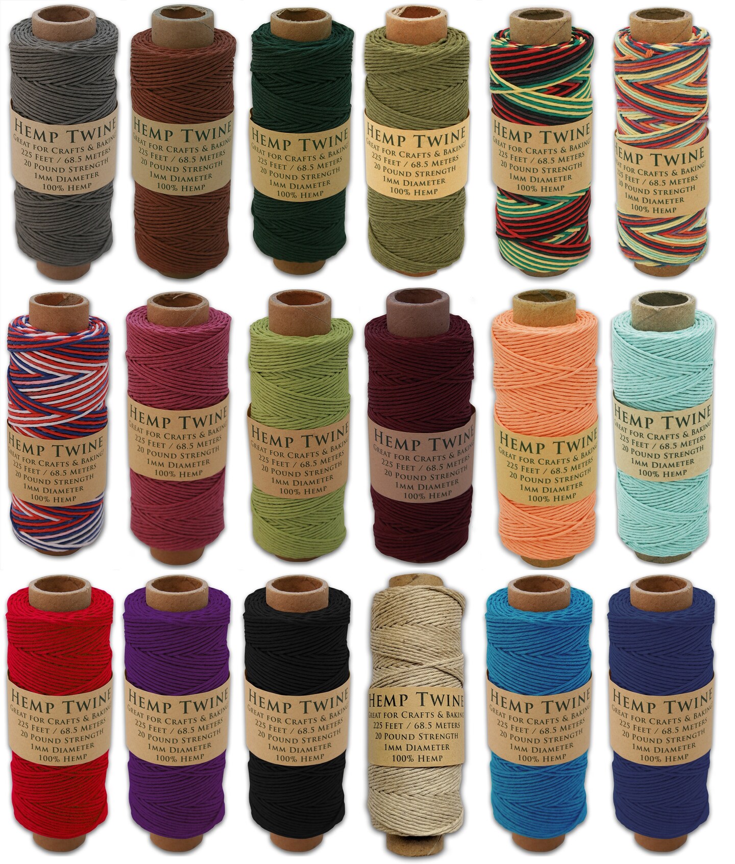 Hemptique #20 Hemp Cord Spools – 1mm High Quality Hemp String & Twine for  Crafts 