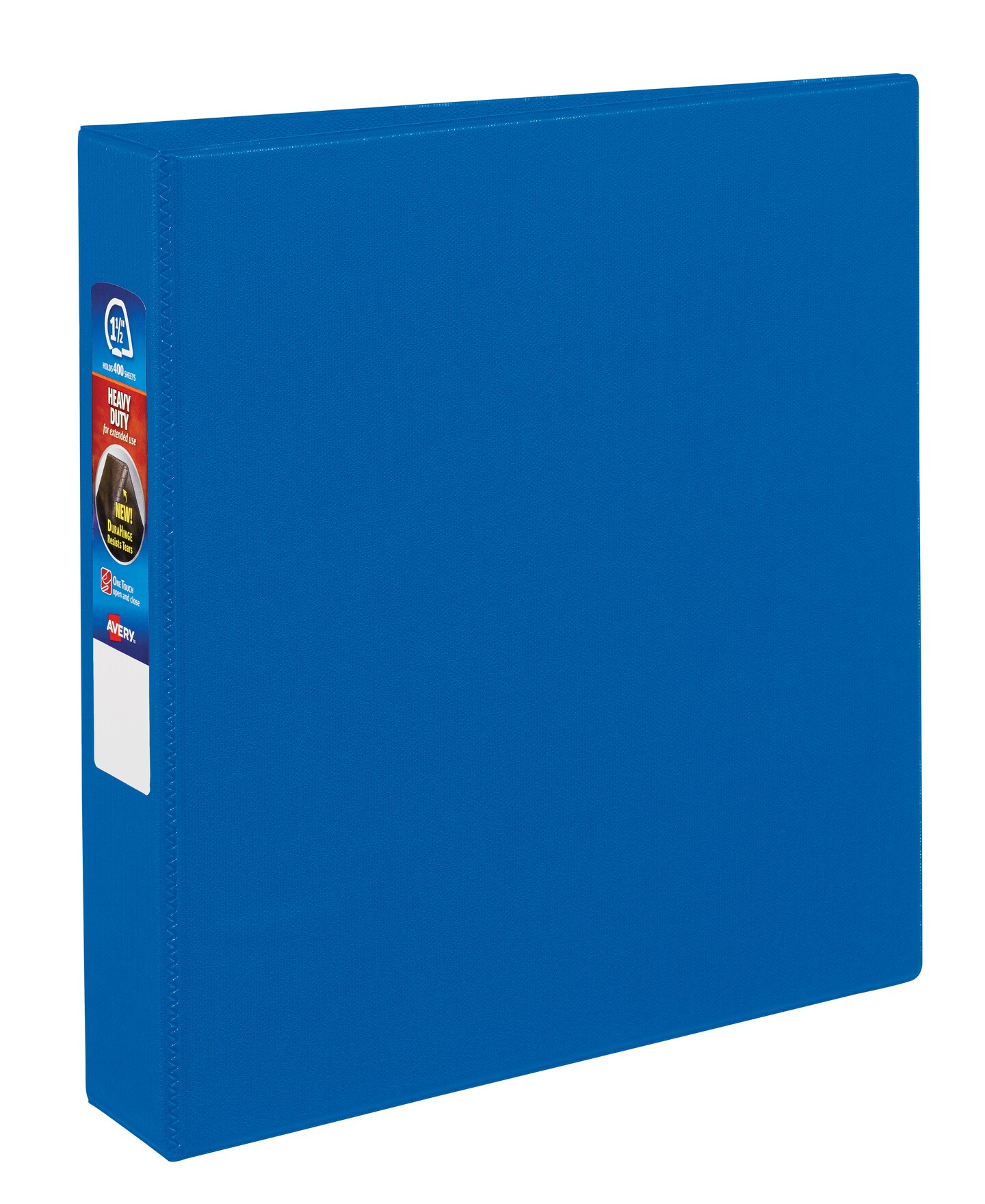 Avery Heavy-Duty Binder, 1-1/2&#x22; One-Touch Rings, 400-Sheet Capacity, DuraHinge, Blue (79885)
