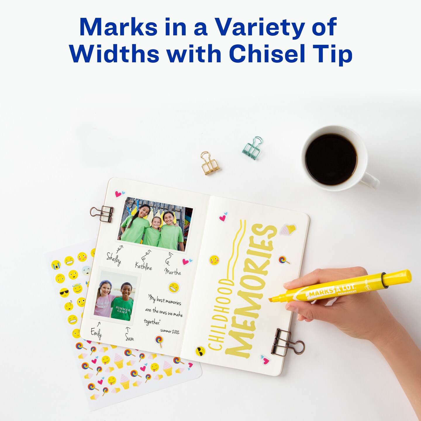Avery Marks A Lot Permanent Markers, Chisel Tip, Large Desk-Style Size, 12 per Pack, 2 Packs, 24 Yellow Markers Total (50215)