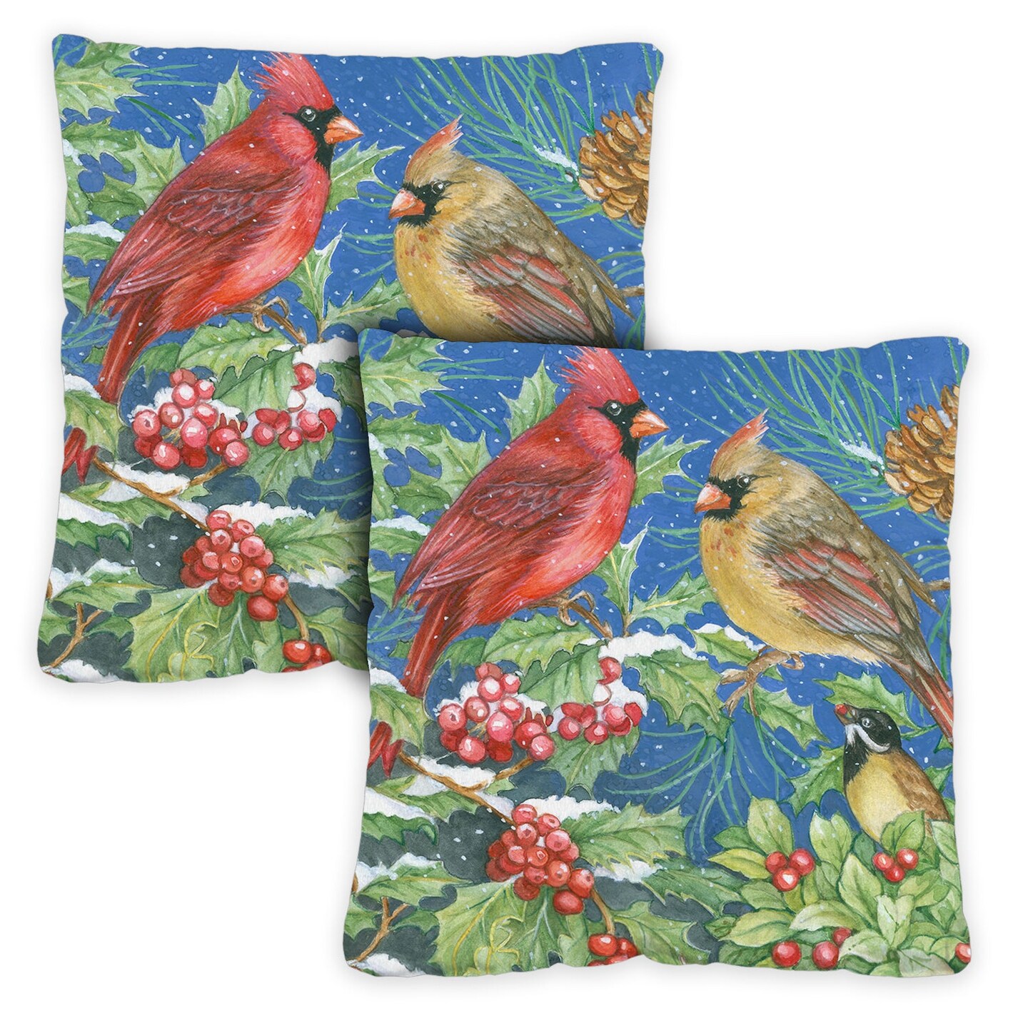Winter Feast Decorative Winter Indoor/Outdoor Pillow Cover (set of 2)