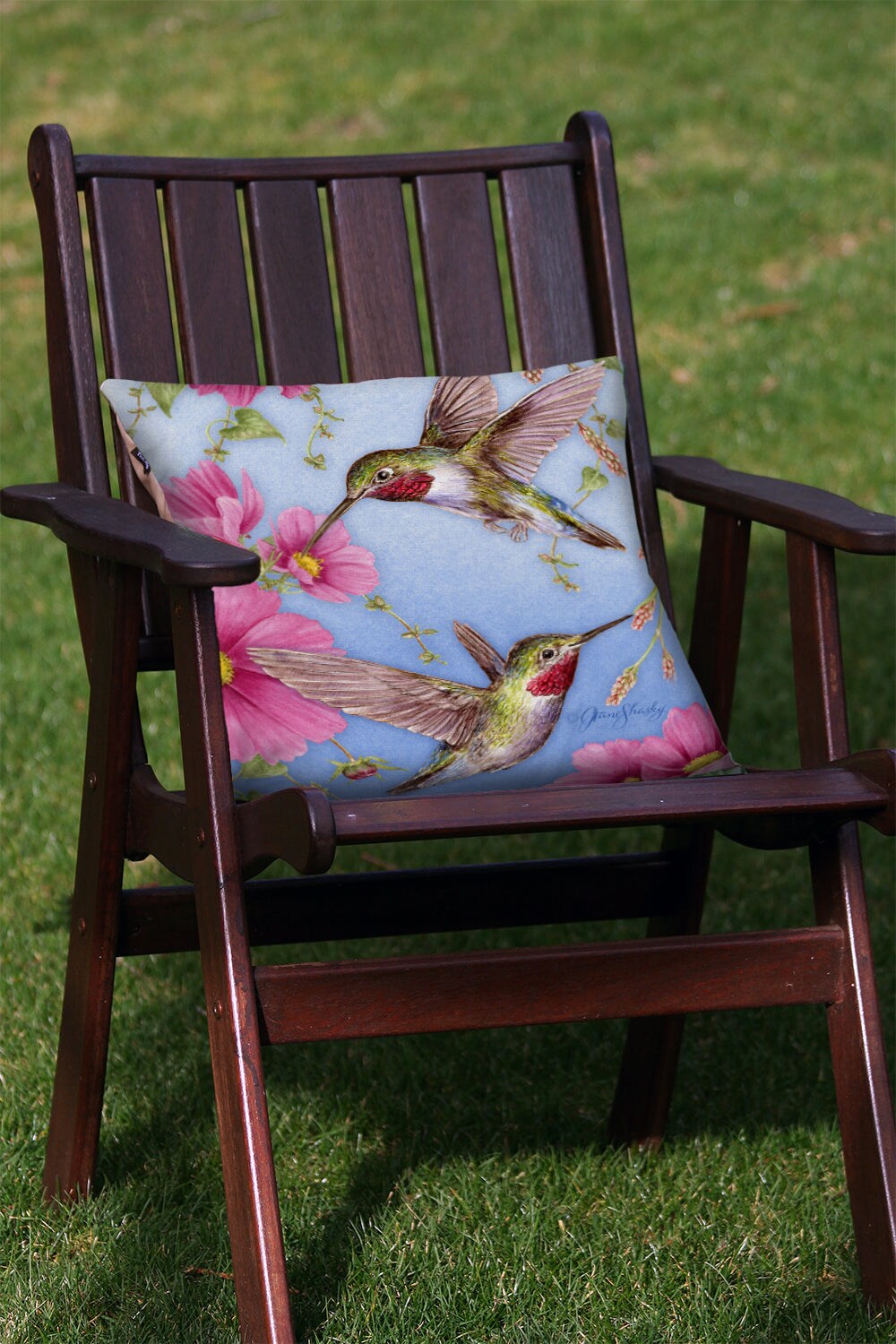 Hummingbirds with Pink Decorative Hummingbird Indoor/Outdoor Pillow Cover (set of 2)