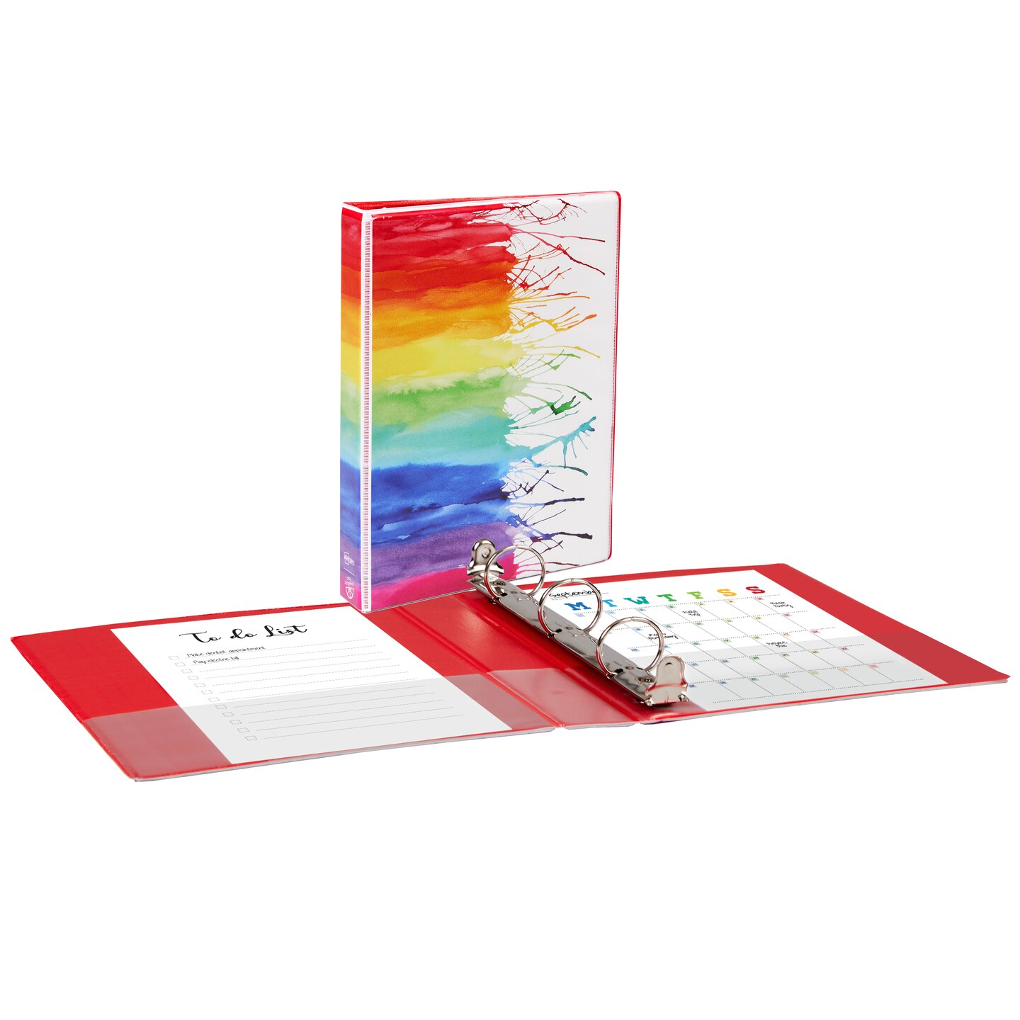 Avery + Amy Tangerine Designer Collection Mini Binder, 5-1/2&#x22; x 8-1/2&#x22;, 1&#x22; Round Rings, 175-Sheet Capacity, Watercolor Rainbow, 1 Mini 3-Ring Binder (18713)