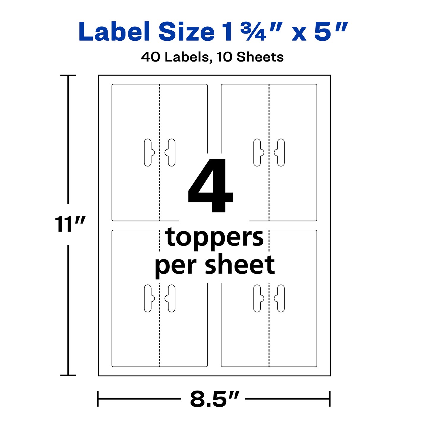 Avery Printable Bag Toppers with Bags, Permanent Adhesive, 1-3/4&#x22; x 5&#x22;, 40 Labels (22801)