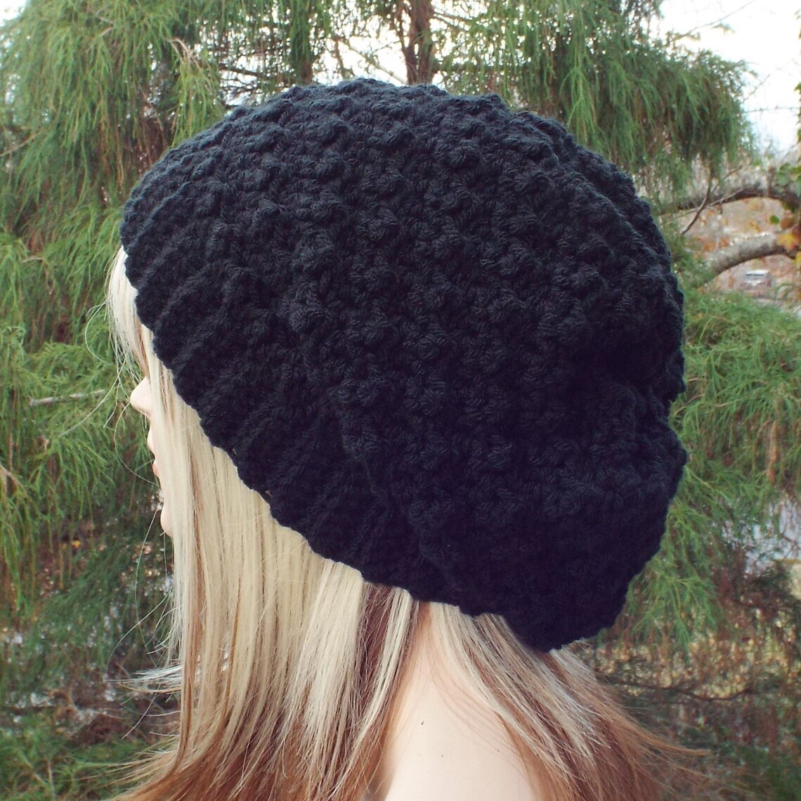 Black Crochet Hat, Womens Slouchy Beanie, Slouchy Hat, Oversized Slouch Beanie, Winter Hat, Slouch Hat product 2