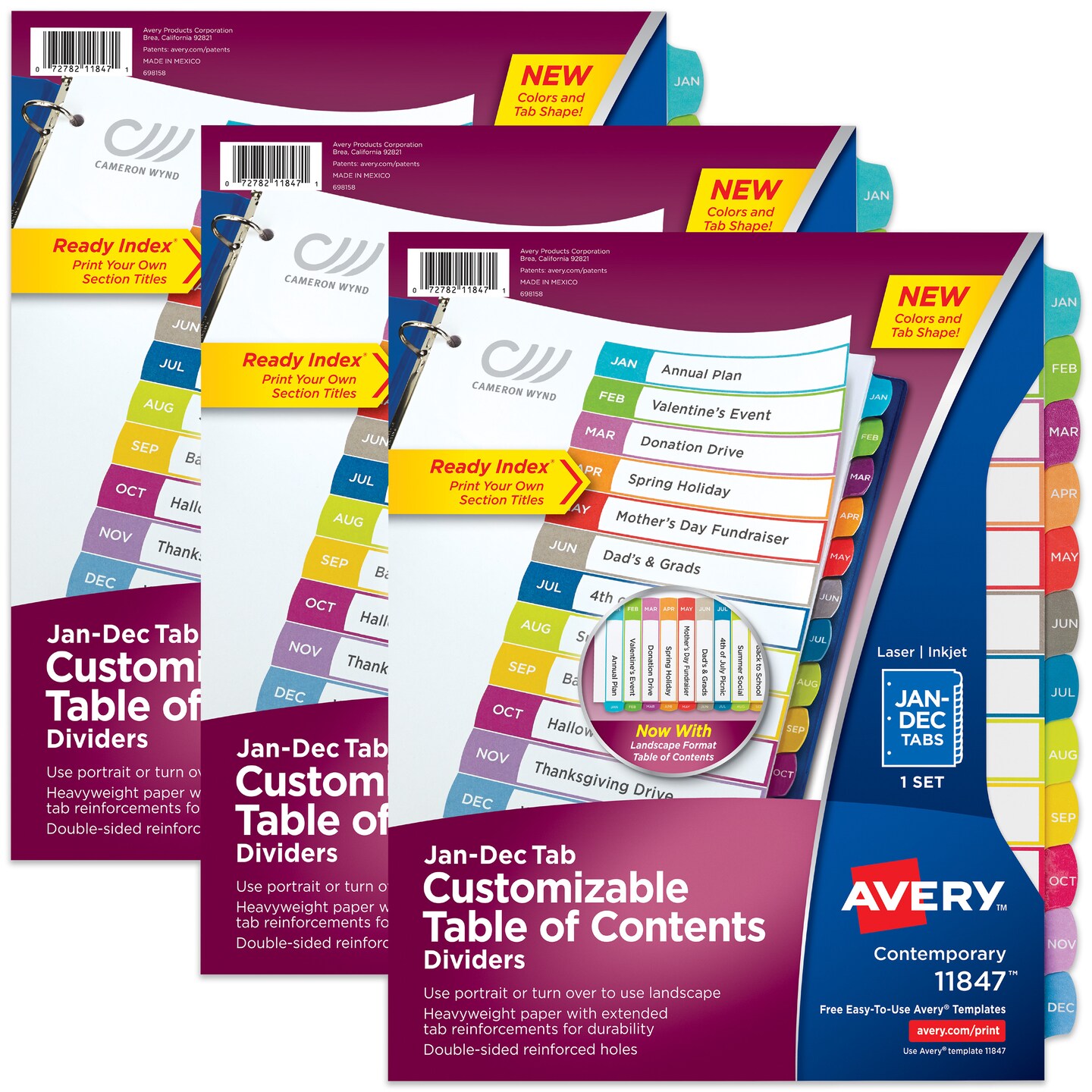 Avery Jan-Dec Customizable Table of Contents Dividers for 3 Ring ...