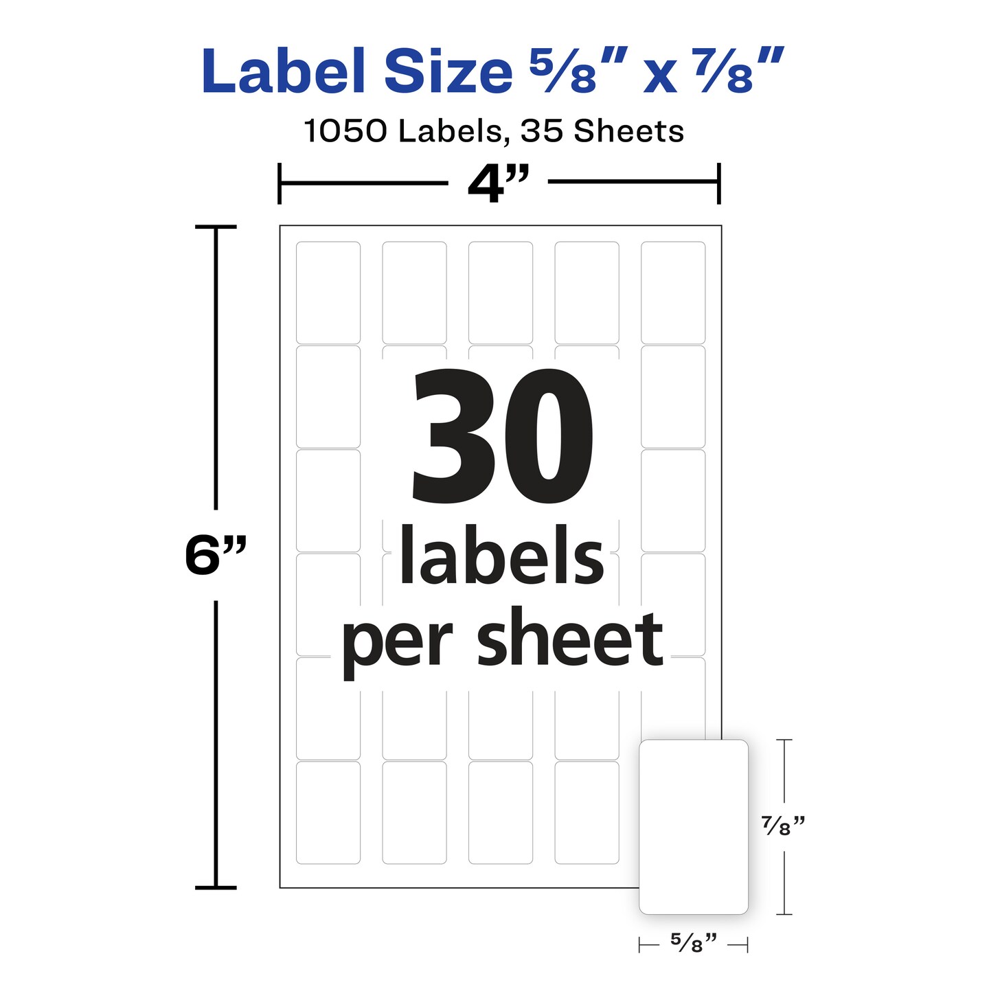 Avery Multi-Use Removable Labels, 5/8&#x22; x 7/8&#x22;, White, Non-Printable, 1,000 Blank Labels Total (5424)