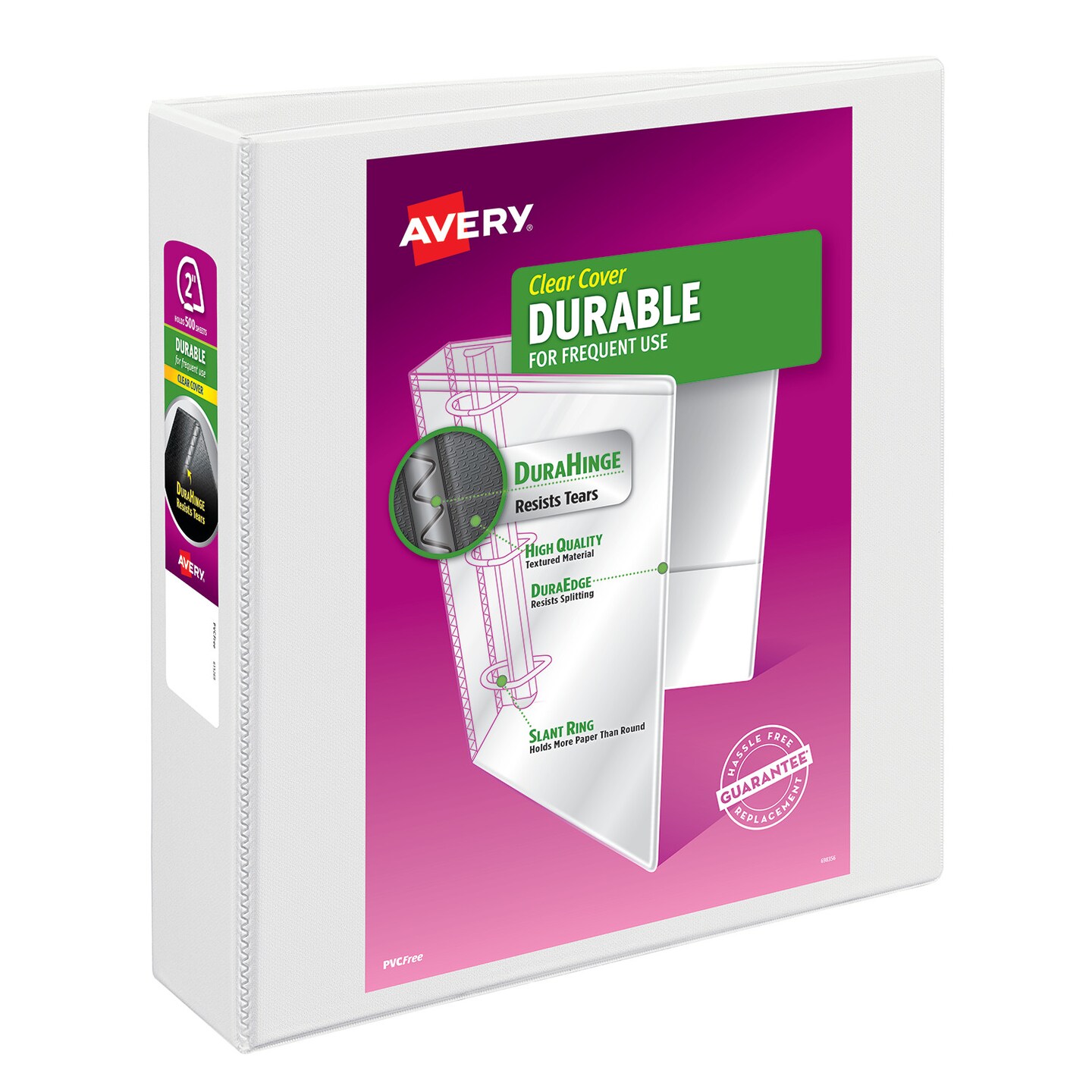 Avery Durable View Binders, 2 Inch Rings, 1 White Binder (09501)