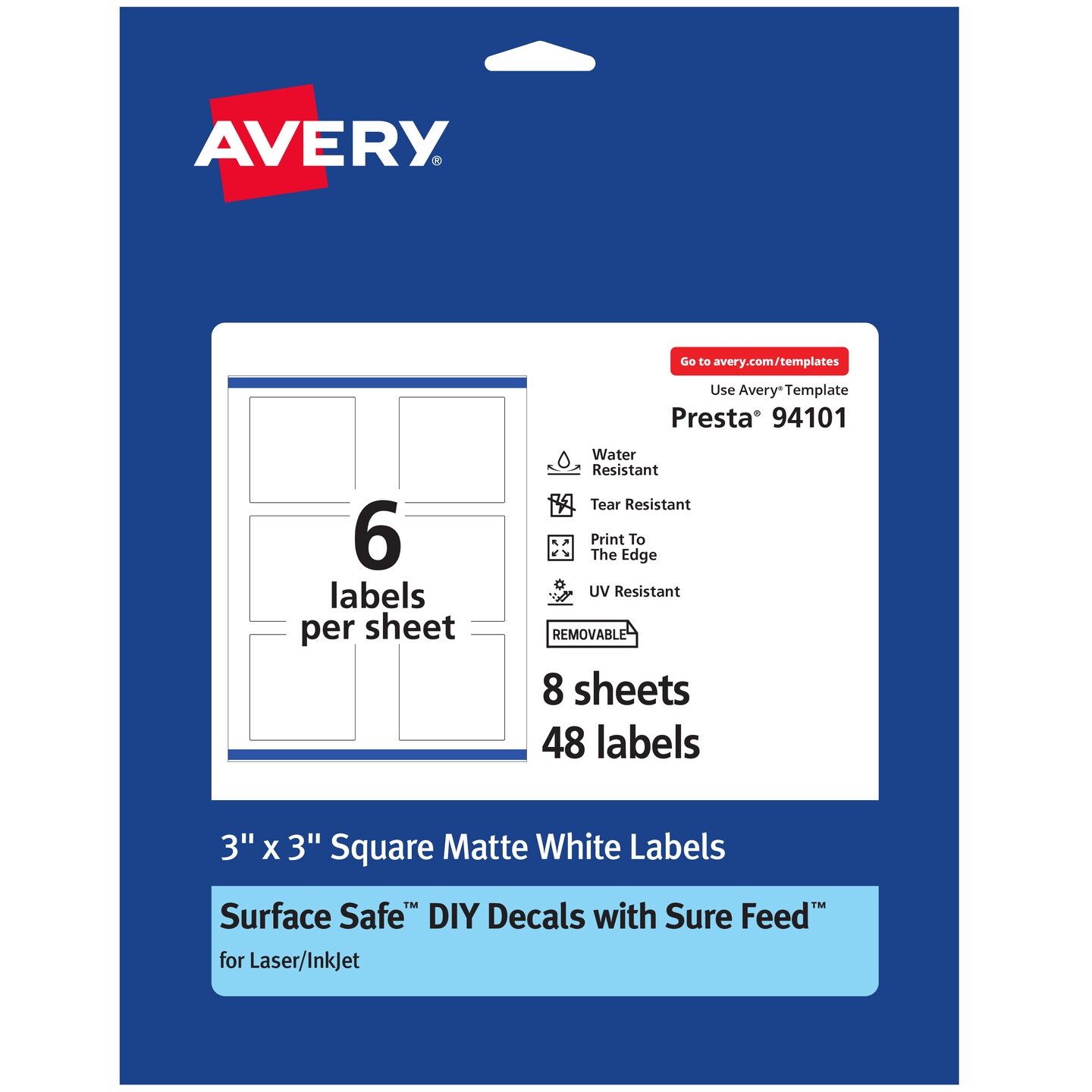 Avery Square Labels with Sure Feed, 3