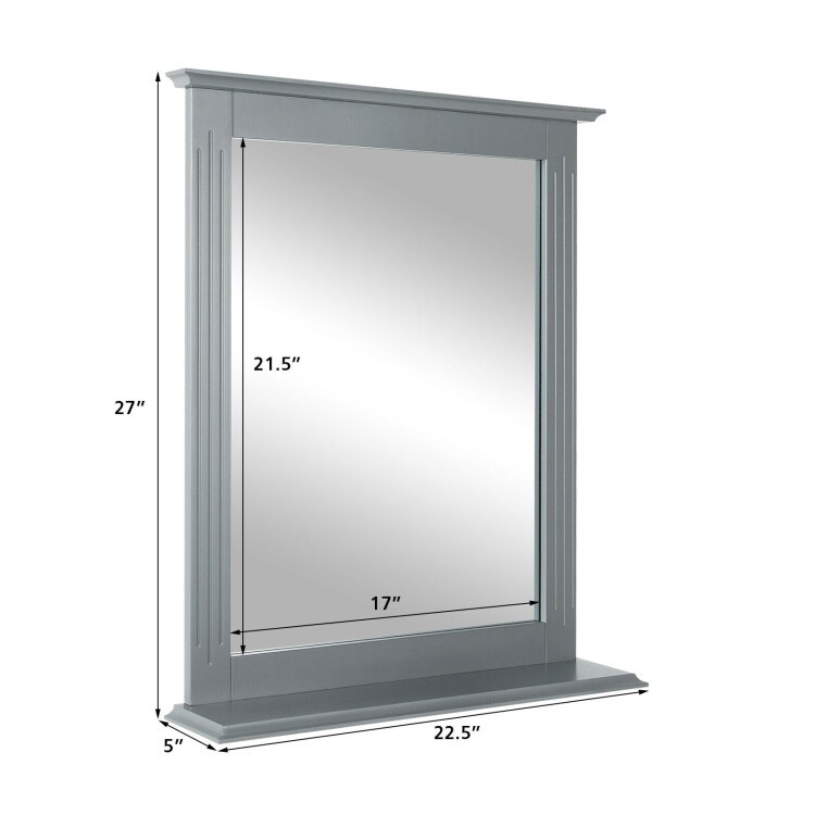 Space Saving Wall-Mounted Bathroom Vanity Mirror with Bottom Shelf Suitable for Any Room